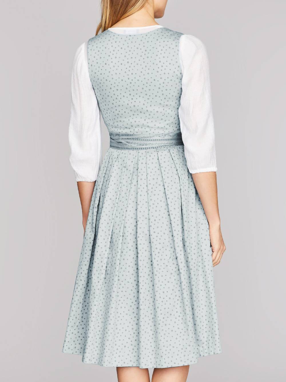 Limberry Hellblaues Waschdirndl mit Streublumen - OPHELIA SAGE GREEN Kostenloser Versand