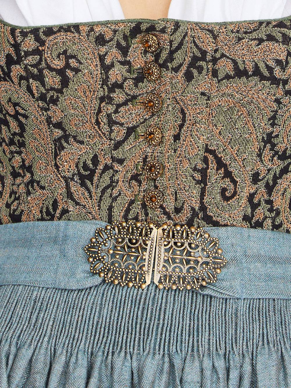 Limberry Gemustertes Dirndl mit Leinen-Mieder - ANNABELLE SCHWARZ Fabrikpreis