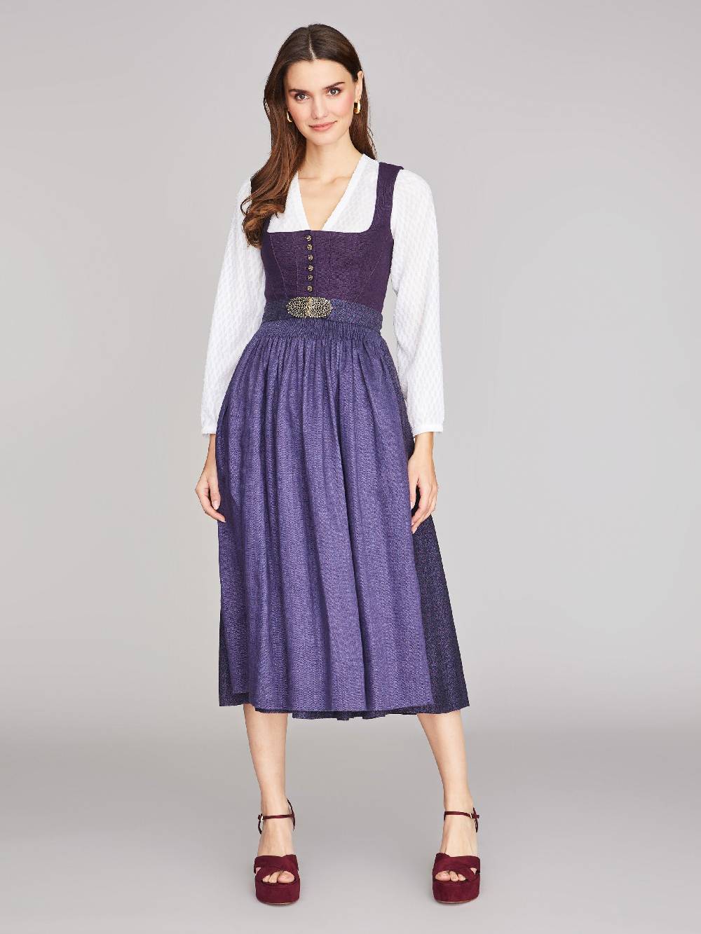 Limberry Brombeerfarbenes Dirndl aus Leinen - ANNABELLE BROMBEER Rabatt