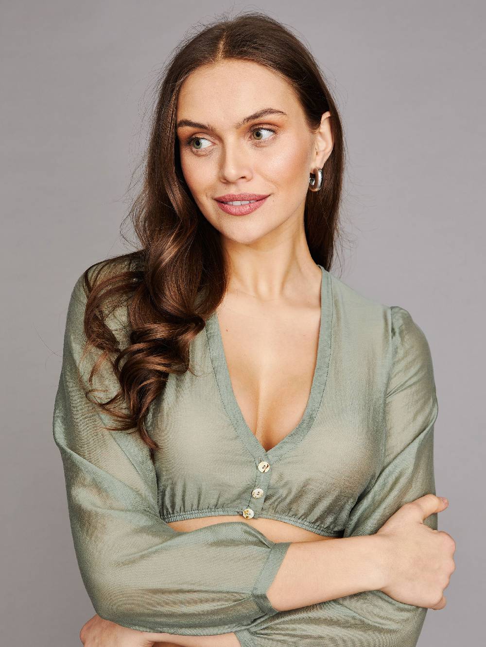 Limberry Grüne Langarm-Dirndlbluse - HARPER GRÜN Flash Sale