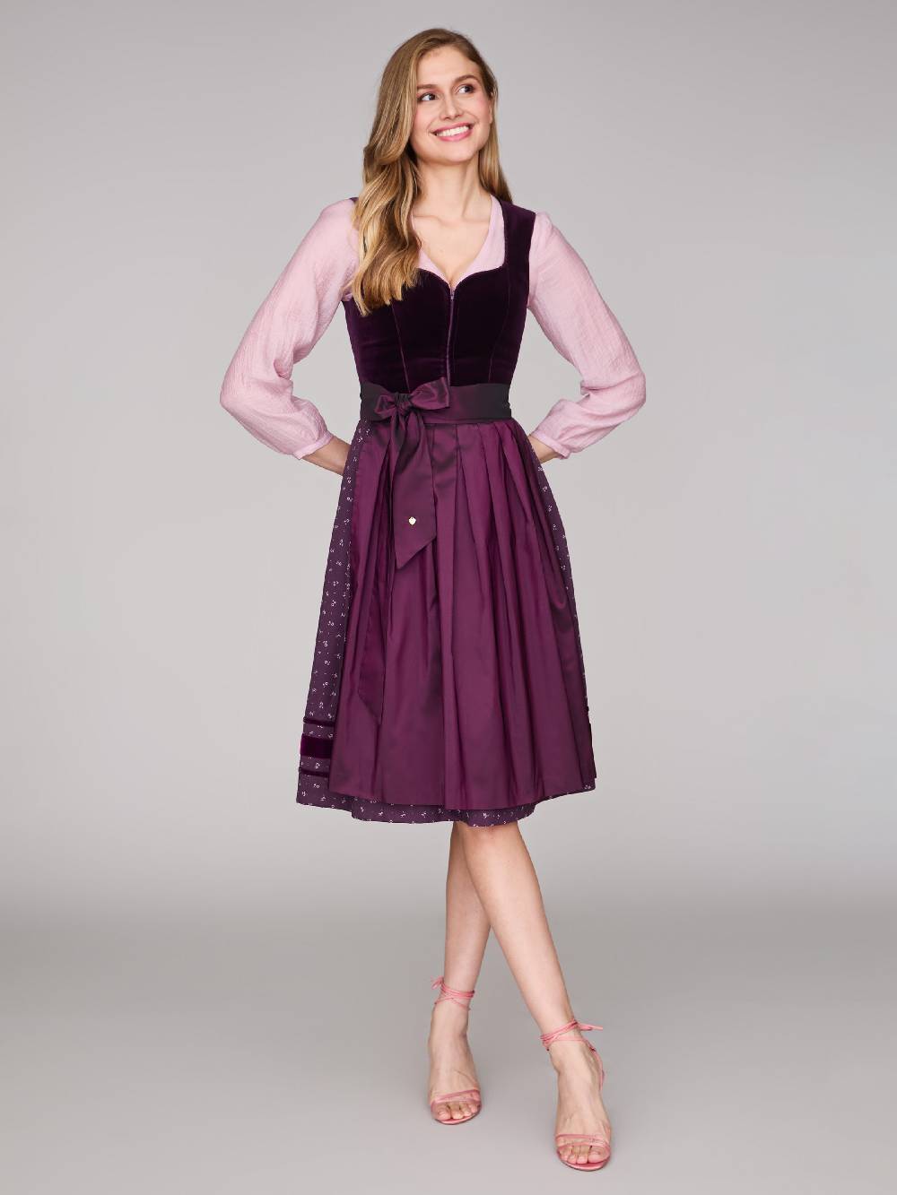 Limberry Rosafarbene Langarm-Dirndlbluse - HARPER ROSA Online Shopping