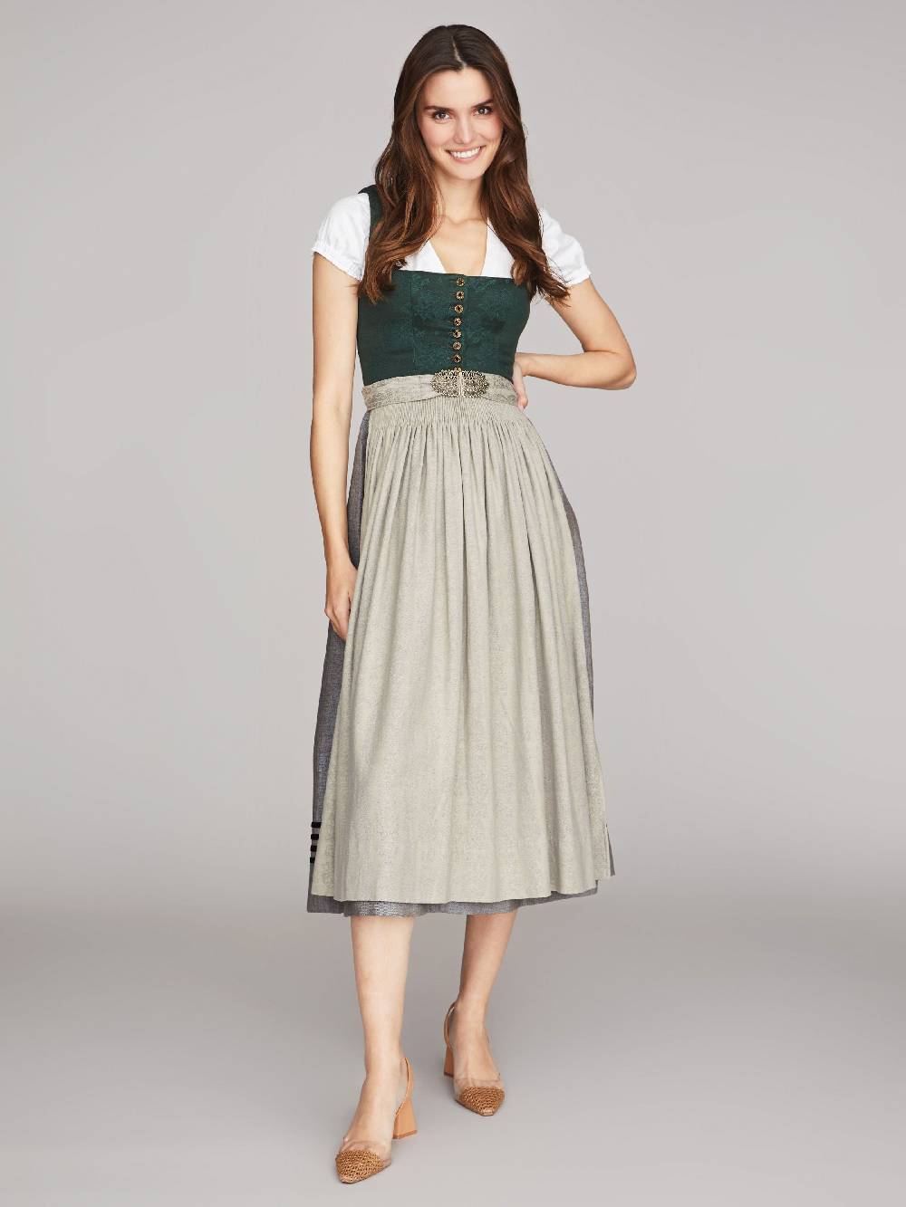 Limberry Tannengrünes Dirndl mit Blumen-Muster - MONIKA TANNE Cyber Monday
