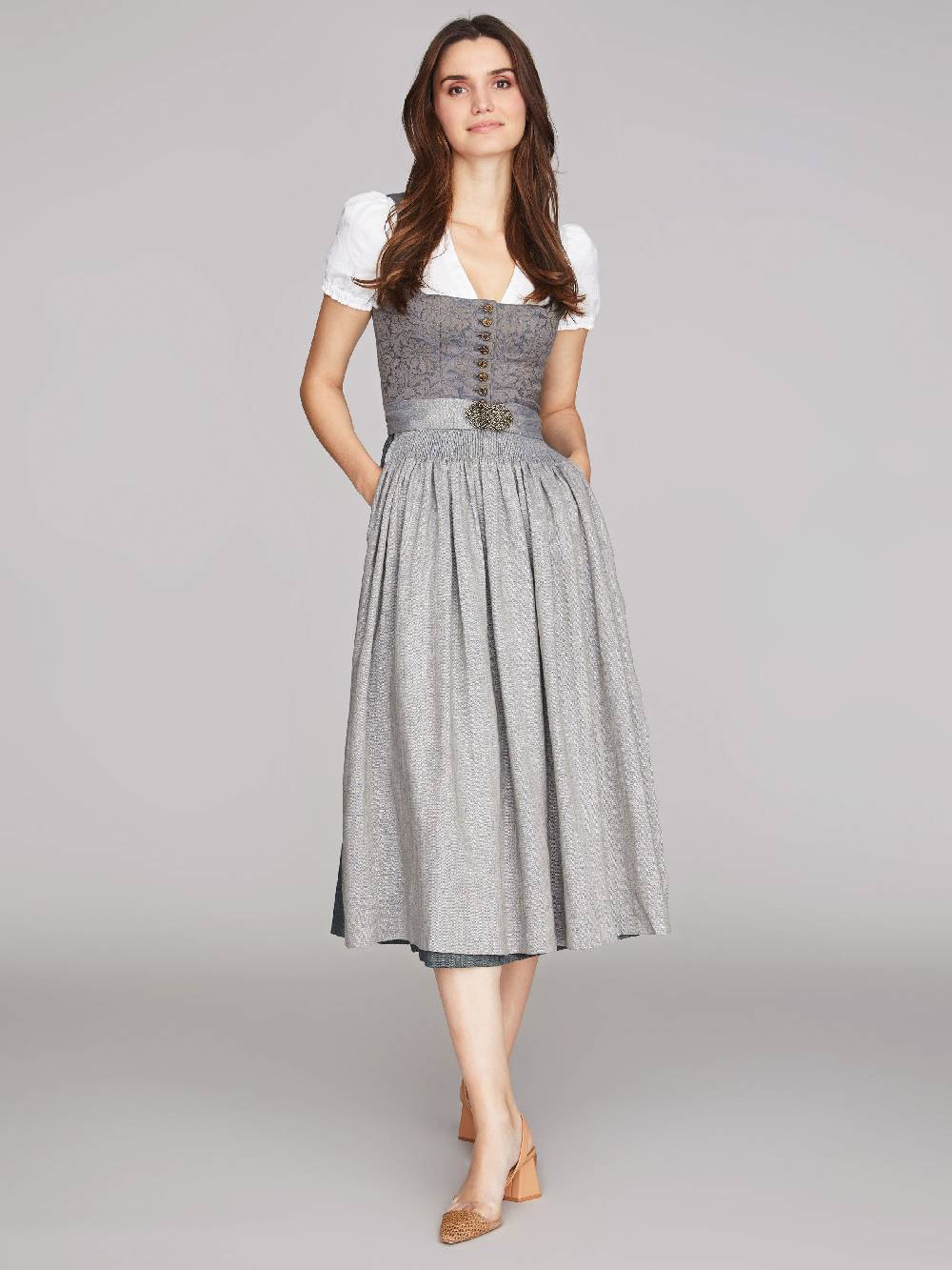 Limberry Nebelblaues Dirndl mit Blumen-Muster - MONIKA NEBELBLAU Osterangebot