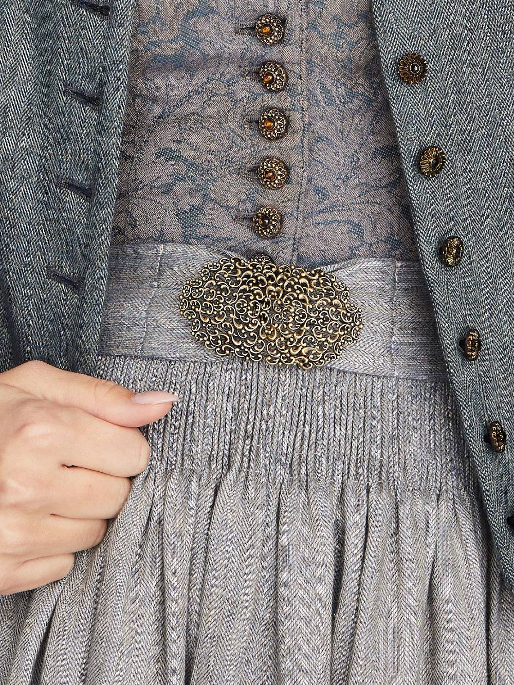 Limberry Nebelblaues Dirndl mit Blumen-Muster - MONIKA NEBELBLAU Osterangebot