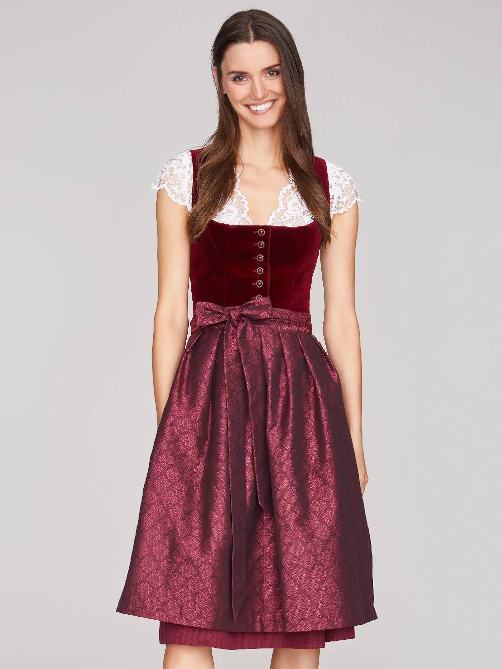 Limberry Dunkelrotes Dirndl mit Samt-Mieder - CAMILLA