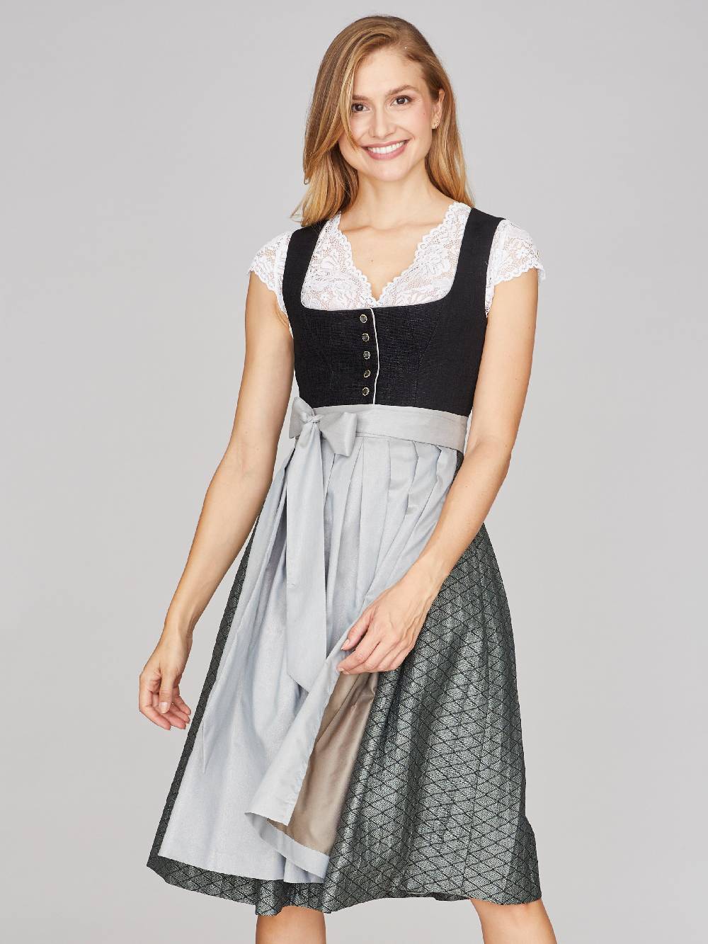 Limberry Schwarzes Dirndl mit Knöpfen - FRAUKE Begrenzte Freigabe