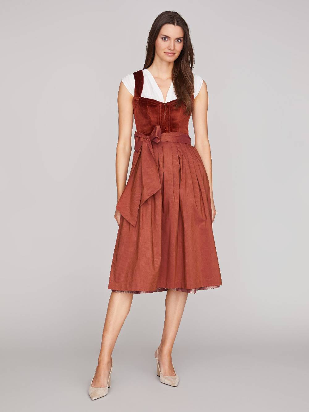 Limberry Rostrotes Dirndl mit Samt Mieder - NELLIE SAFFRON Bis zu 55% Rabatt