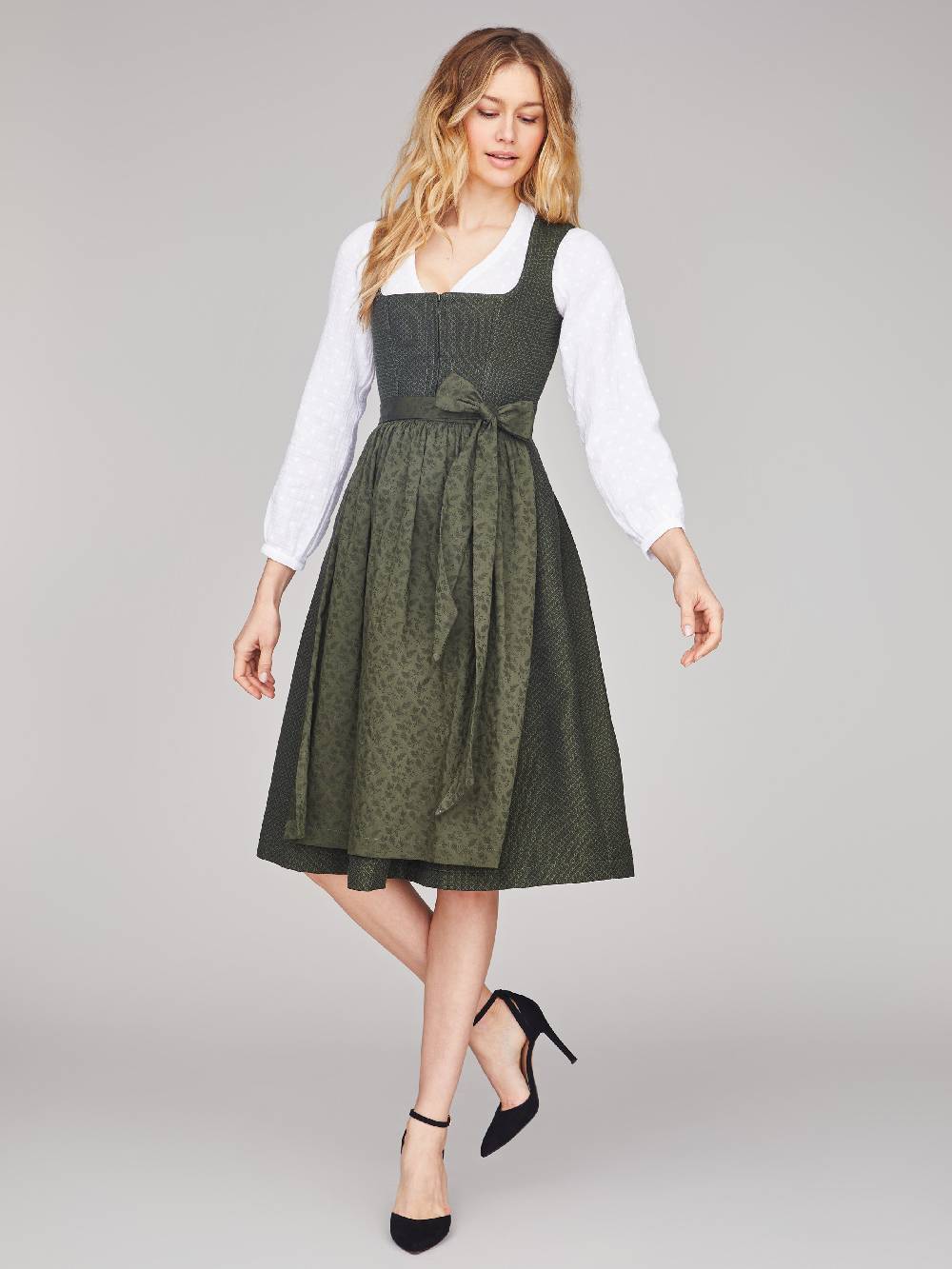 Limberry Dunkelgrünes strukturiertes Dirndl - RAIN DARK GREEN Online