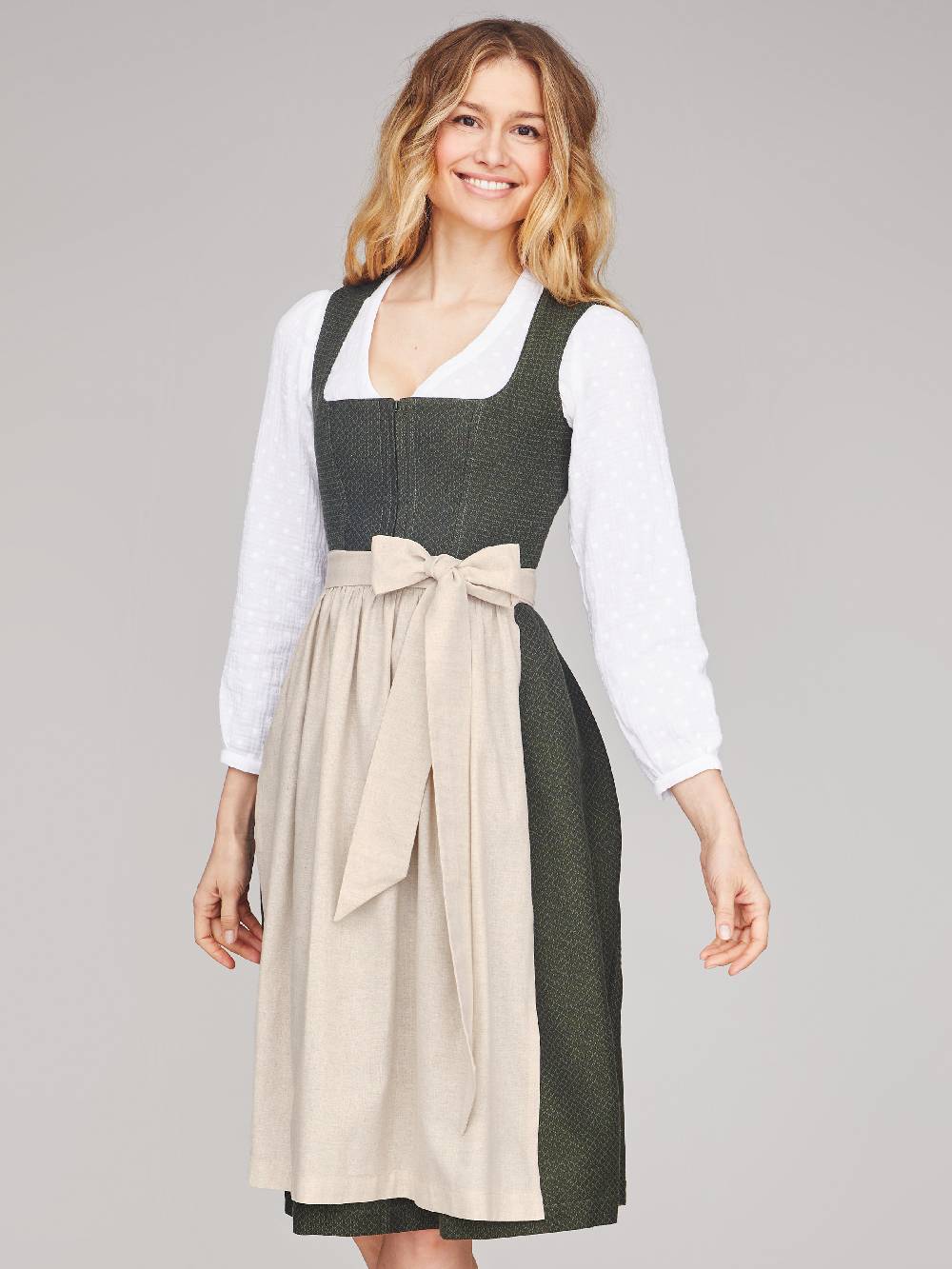 Limberry Dunkelgrünes strukturiertes Dirndl - RAIN DARK GREEN Online