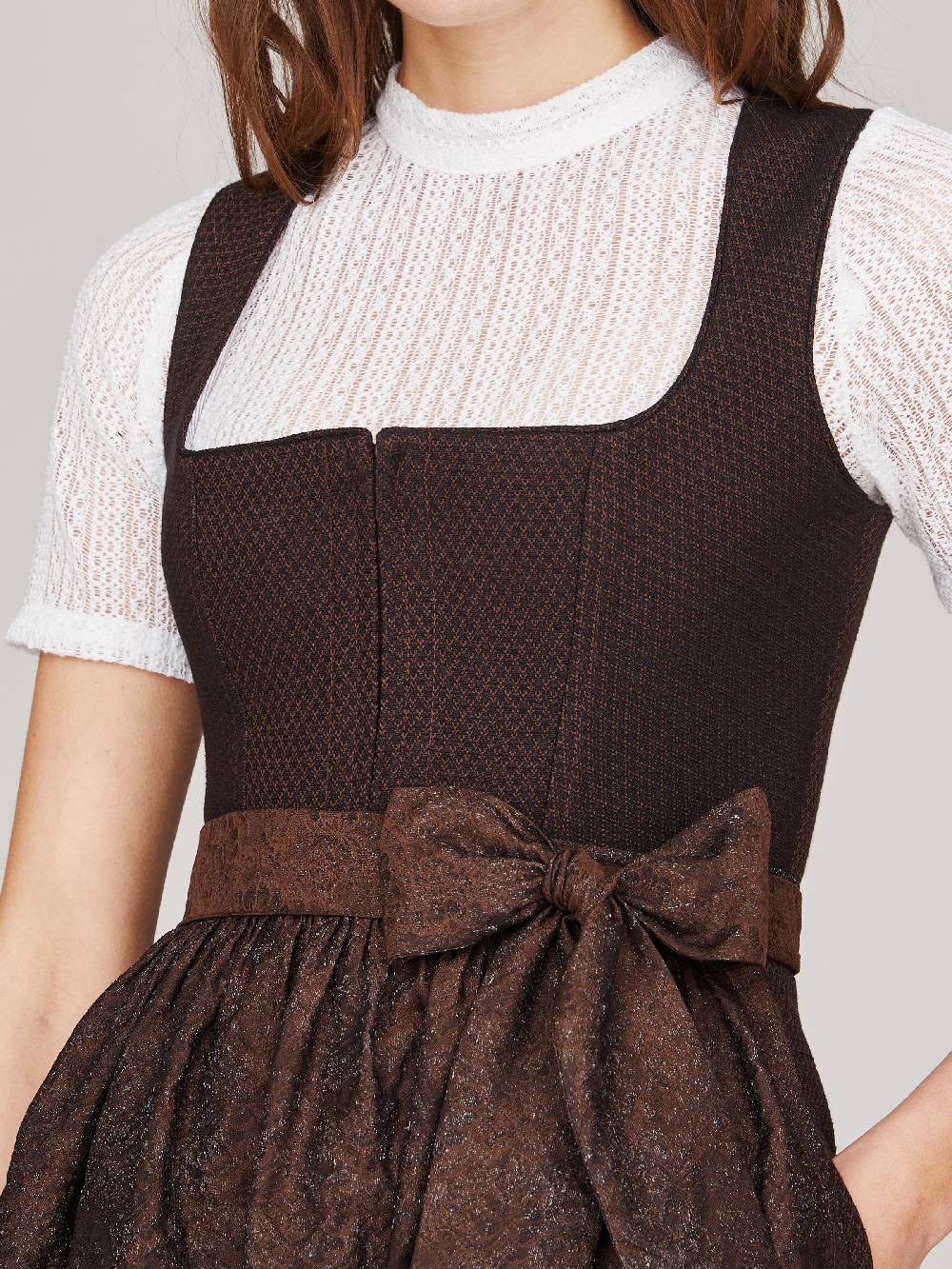 Limberry Dunkelbraunes strukturiertes Dirndl - RAVEN DARK BROWN Outlet