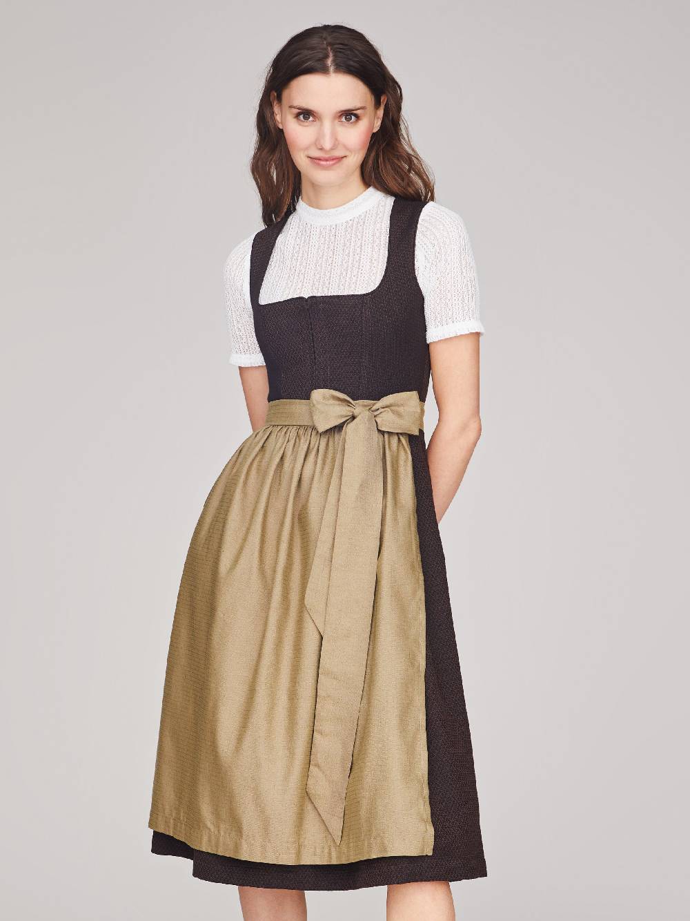 Limberry Dunkelbraunes strukturiertes Dirndl - RAVEN DARK BROWN Outlet