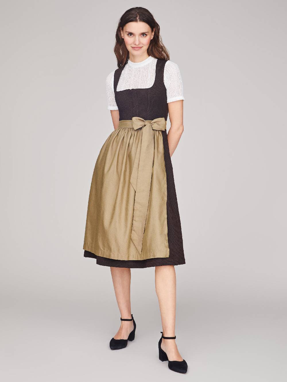 Limberry Dunkelbraunes strukturiertes Dirndl - RAVEN DARK BROWN Outlet