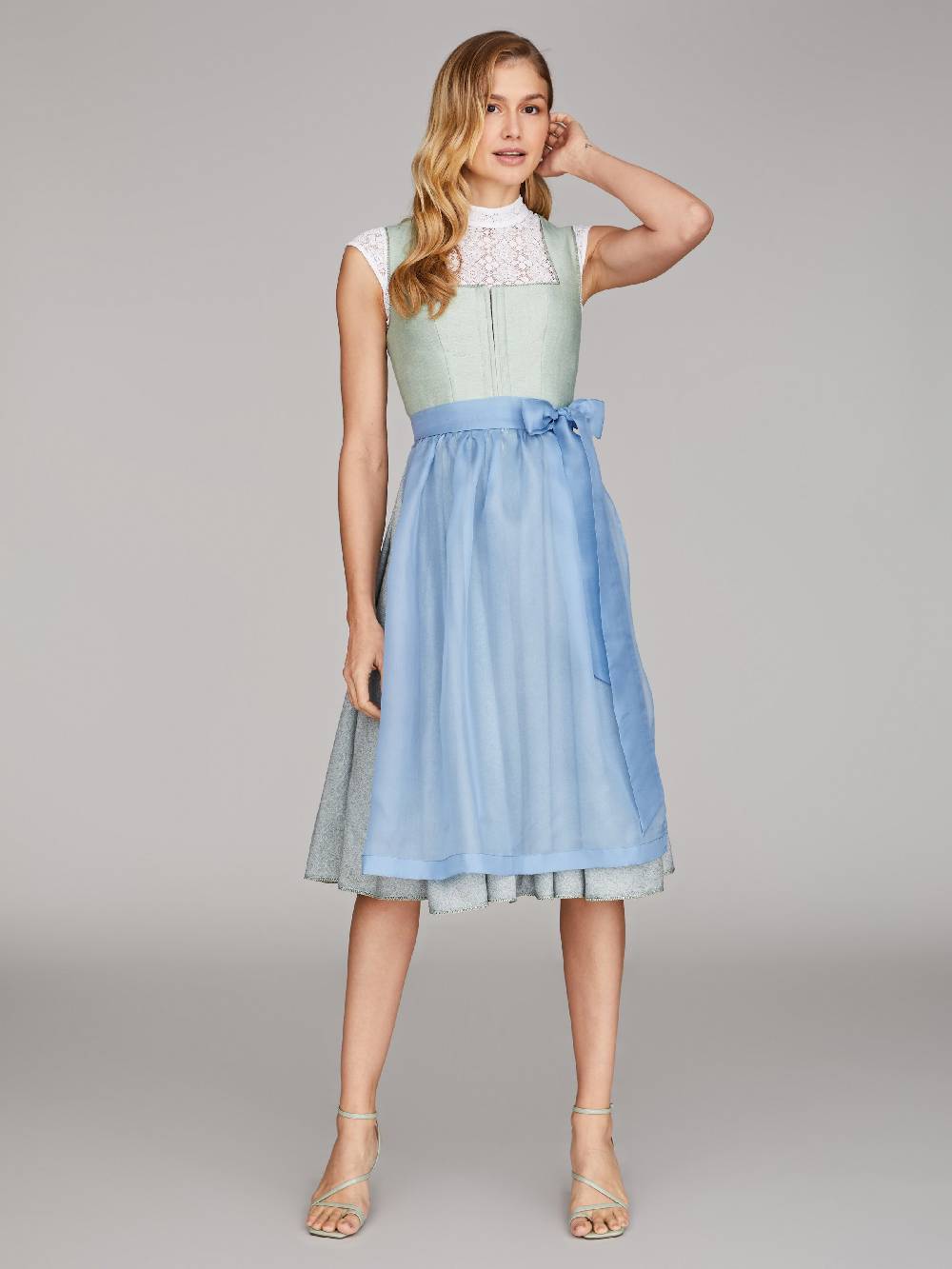 Limberry Salbei-farbenes Dirndl mit Leinen Mieder - ALCAMO SALBEI Limitierter Zeitrabatt