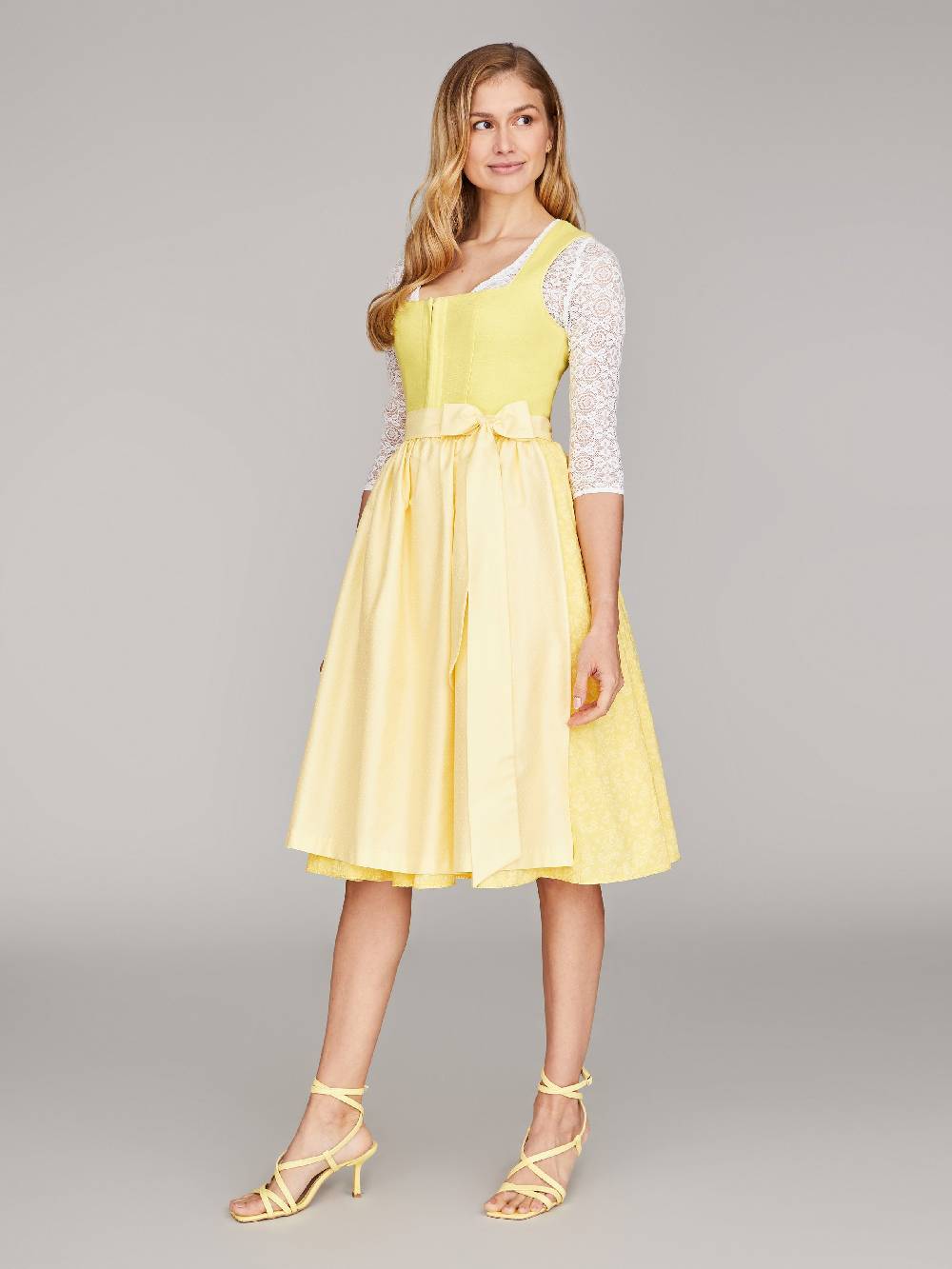Limberry Zitronengelbes Dirndl mit Leinenmieder - ALMERIA ZITRONE Fabrikpreis