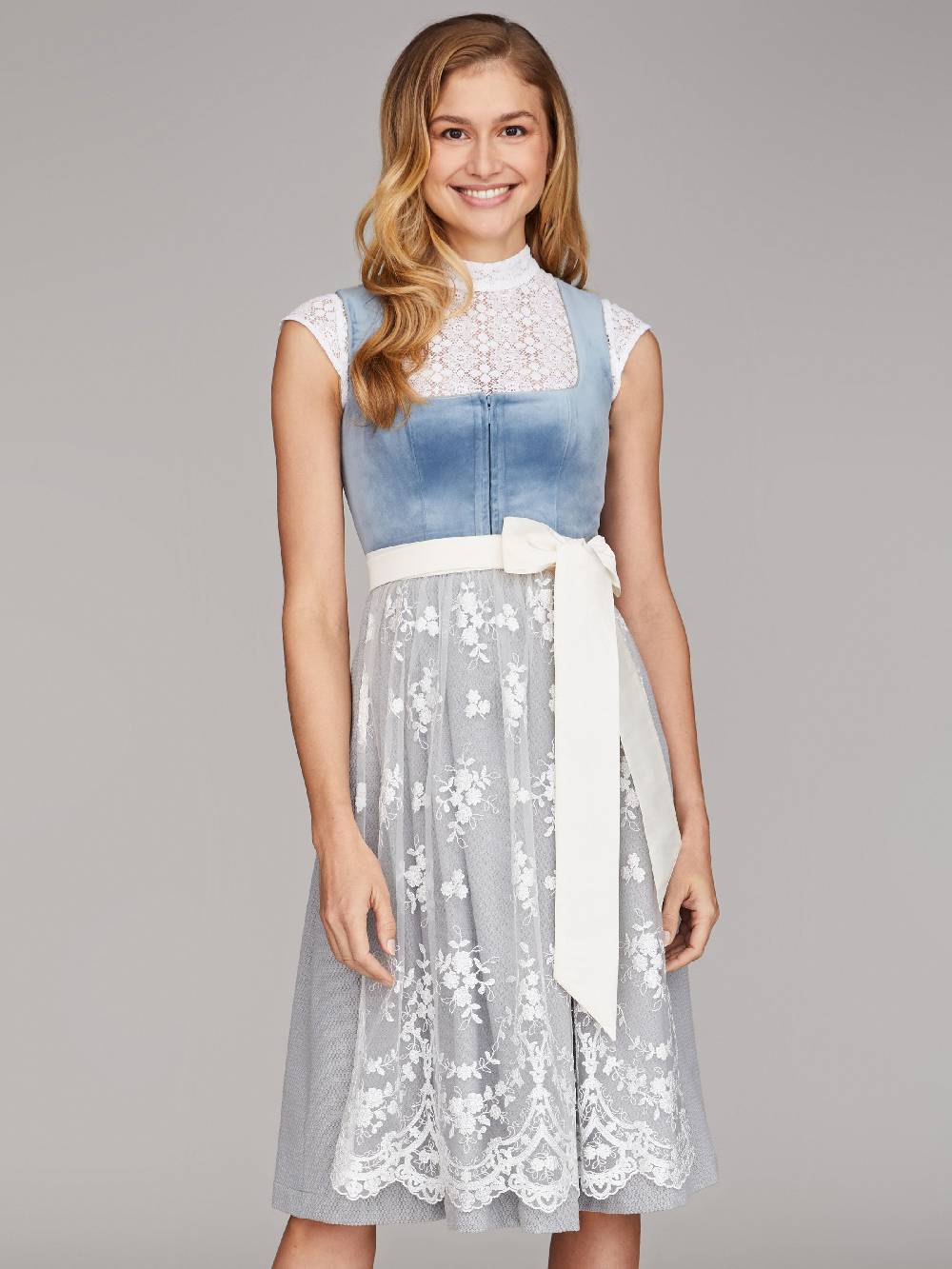 Limberry Mittelblaues Samtdirndl - RUTH VELVET BLUE Großer Ausverkauf