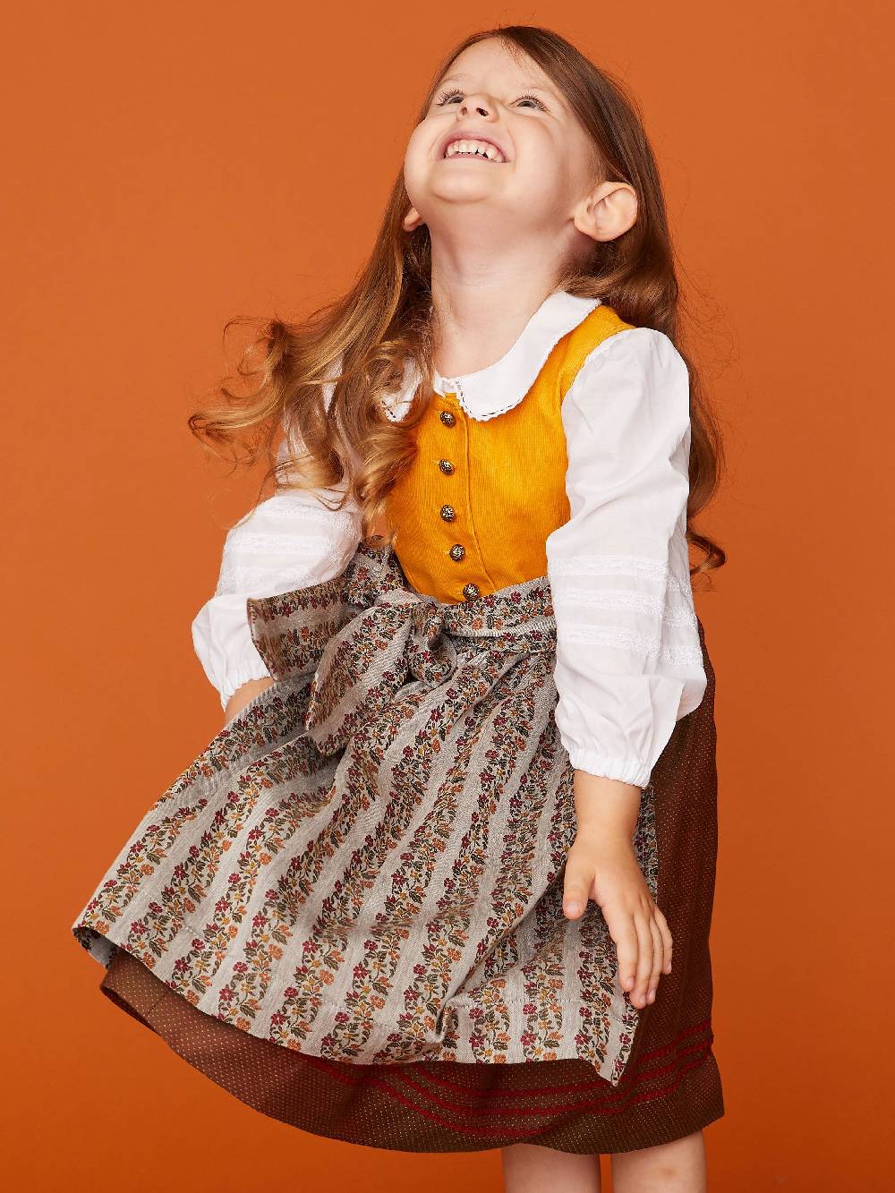 Limberry Senf-farbenes Kinderdirndl mit Schürze - SISSI SENF Lagerräumung