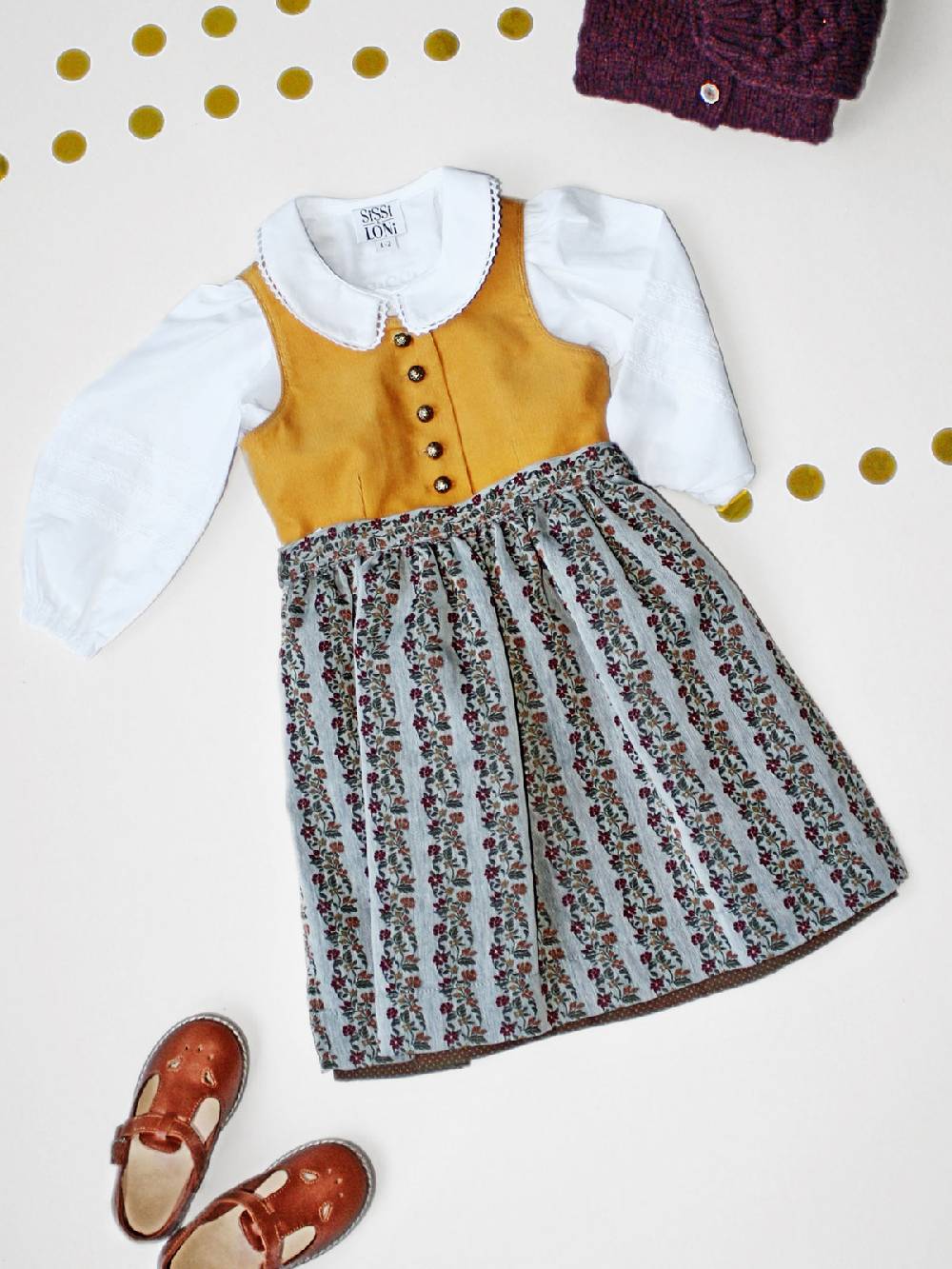 Limberry Senf-farbenes Kinderdirndl mit Schürze - SISSI SENF Lagerräumung