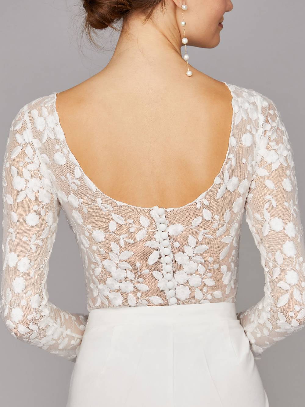 Limberry Langärmliger Braut-Body mit Blumen-Spitze und tiefem Rücken - SCARLET Letzte 3 Tage
