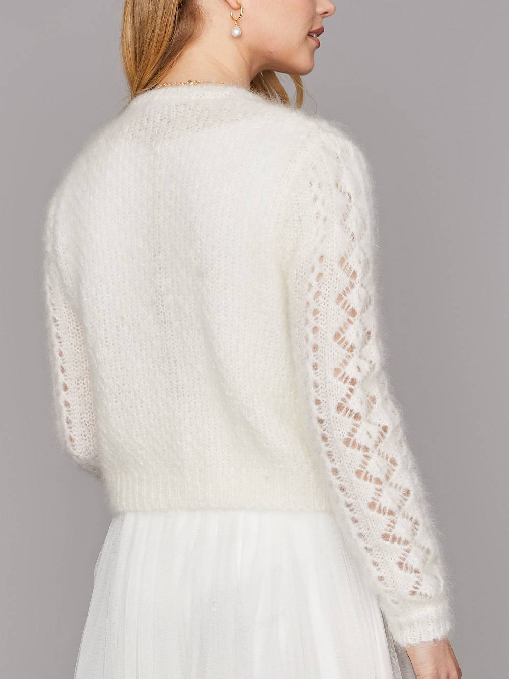 Limberry Braut-Strickjacke aus Mohair mit Perlenknöpfe - FLORA Bis zu 65% Rabatt