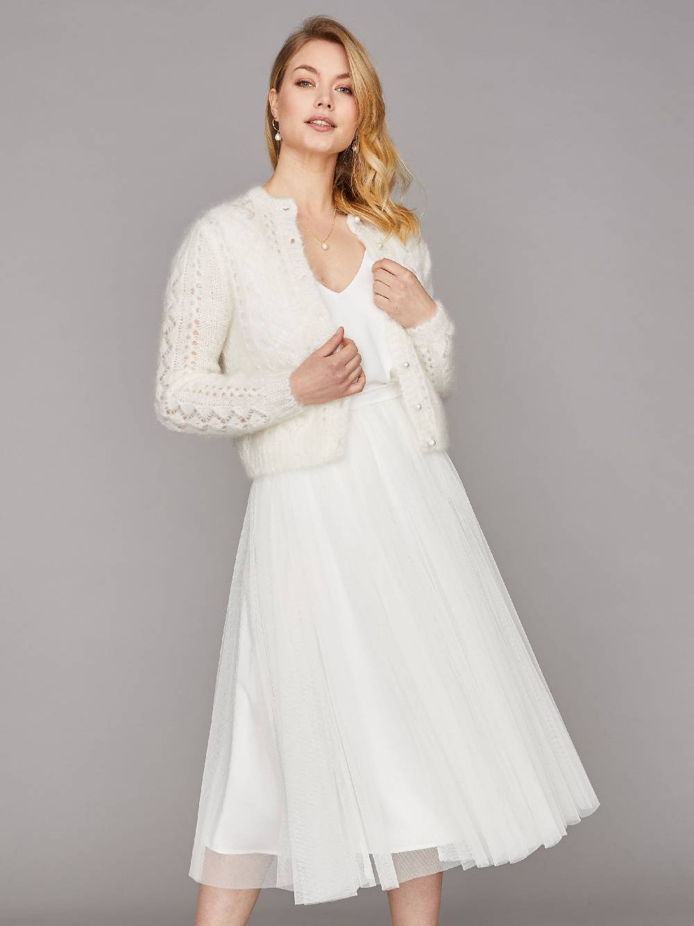 Limberry Braut-Strickjacke aus Mohair mit Perlenknöpfe - FLORA Bis zu 65% Rabatt