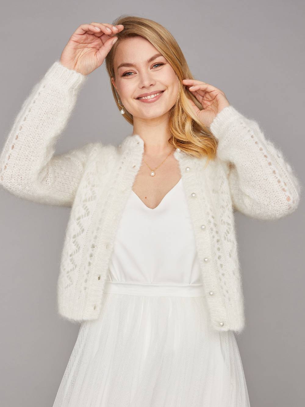 Limberry Braut-Strickjacke aus Mohair mit Perlenknöpfe - FLORA Bis zu 65% Rabatt