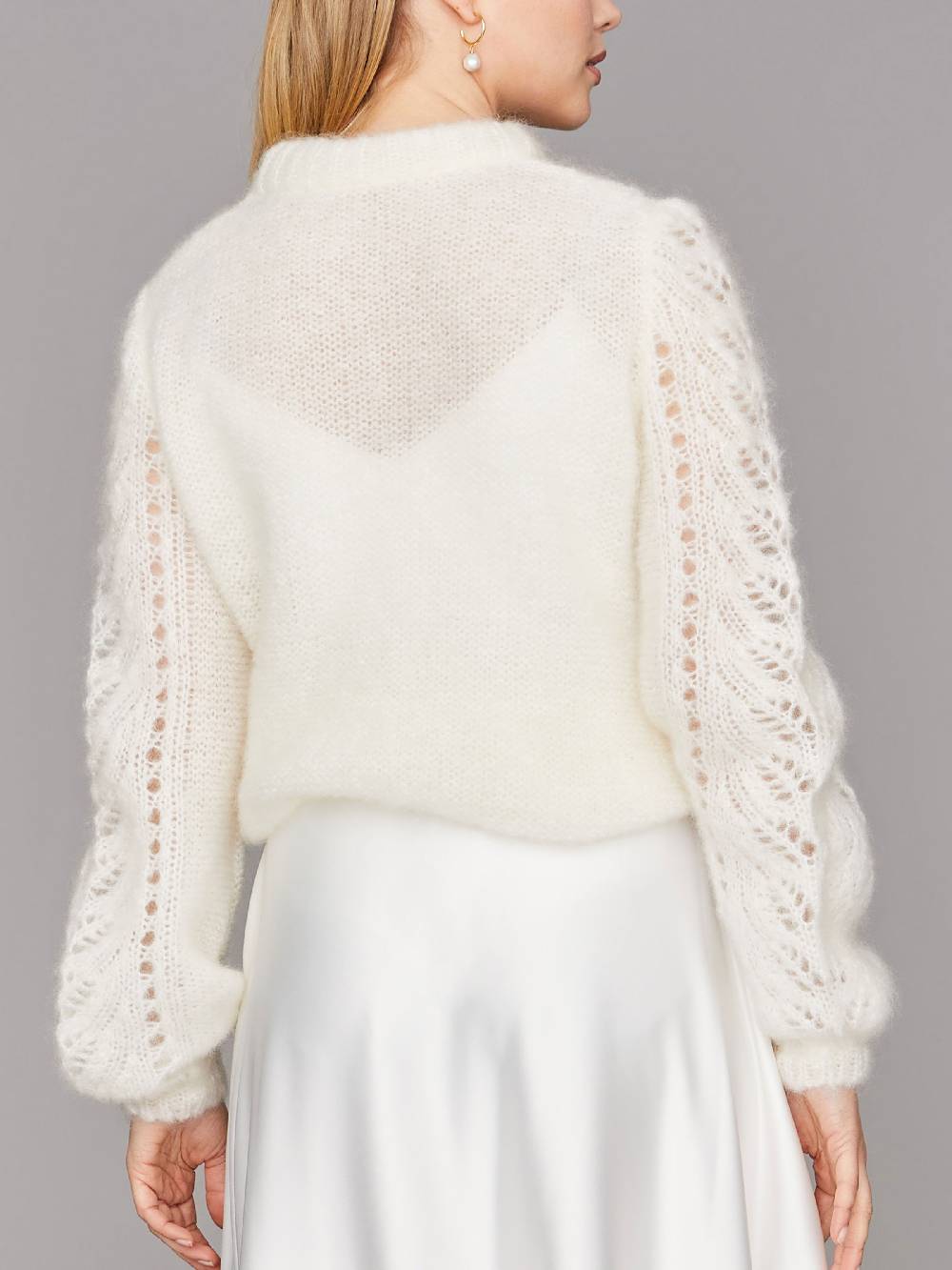 Limberry Braut-Pullover aus Mohair mit Ajourmuster - CLEO Nur für heute