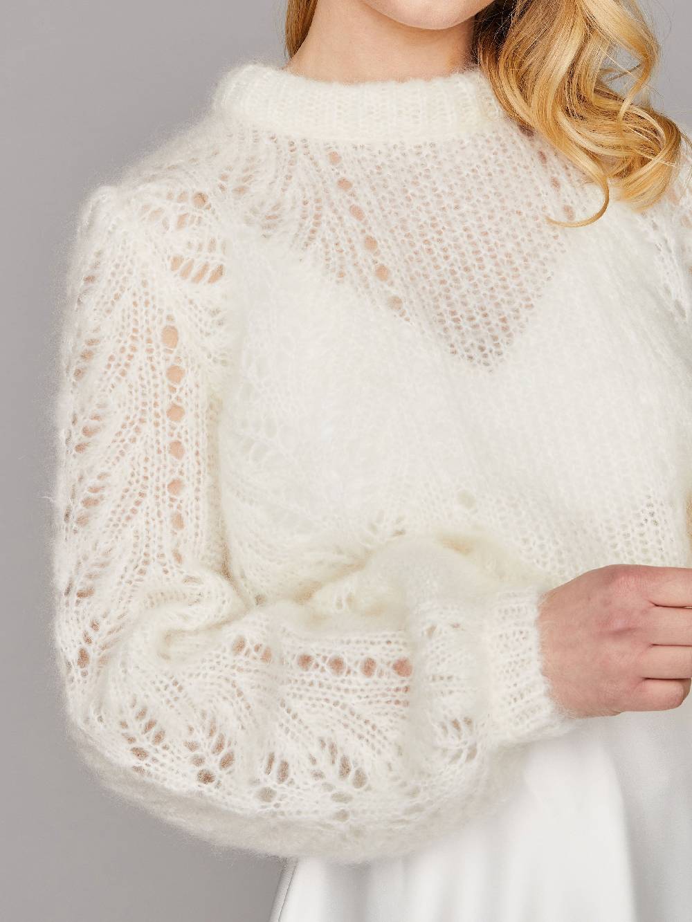 Limberry Braut-Pullover aus Mohair mit Ajourmuster - CLEO Nur für heute