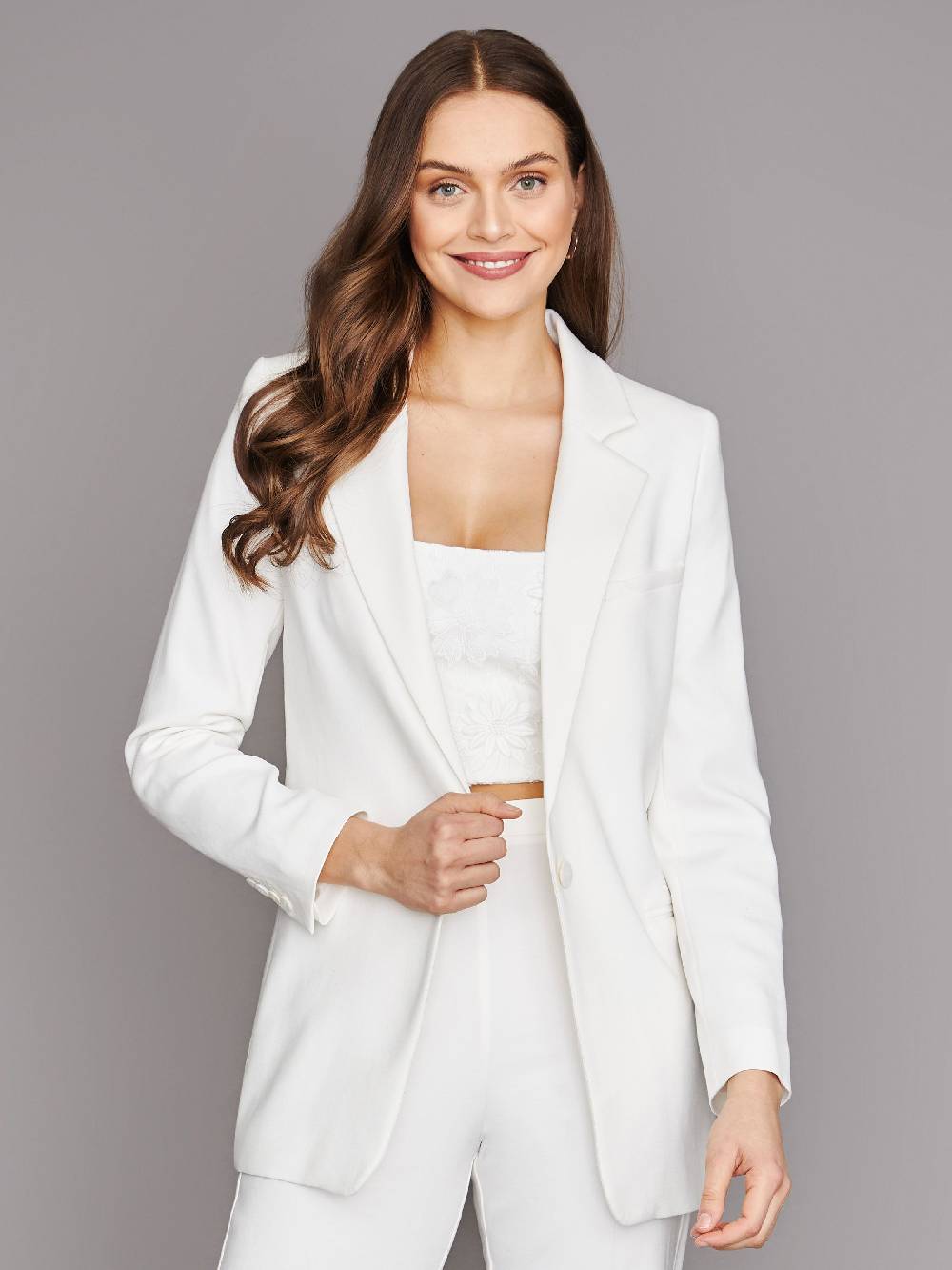 Limberry Cremefarbener Braut-Blazer mit fallendem Revers - MILEY Bis zu 55% Rabatt