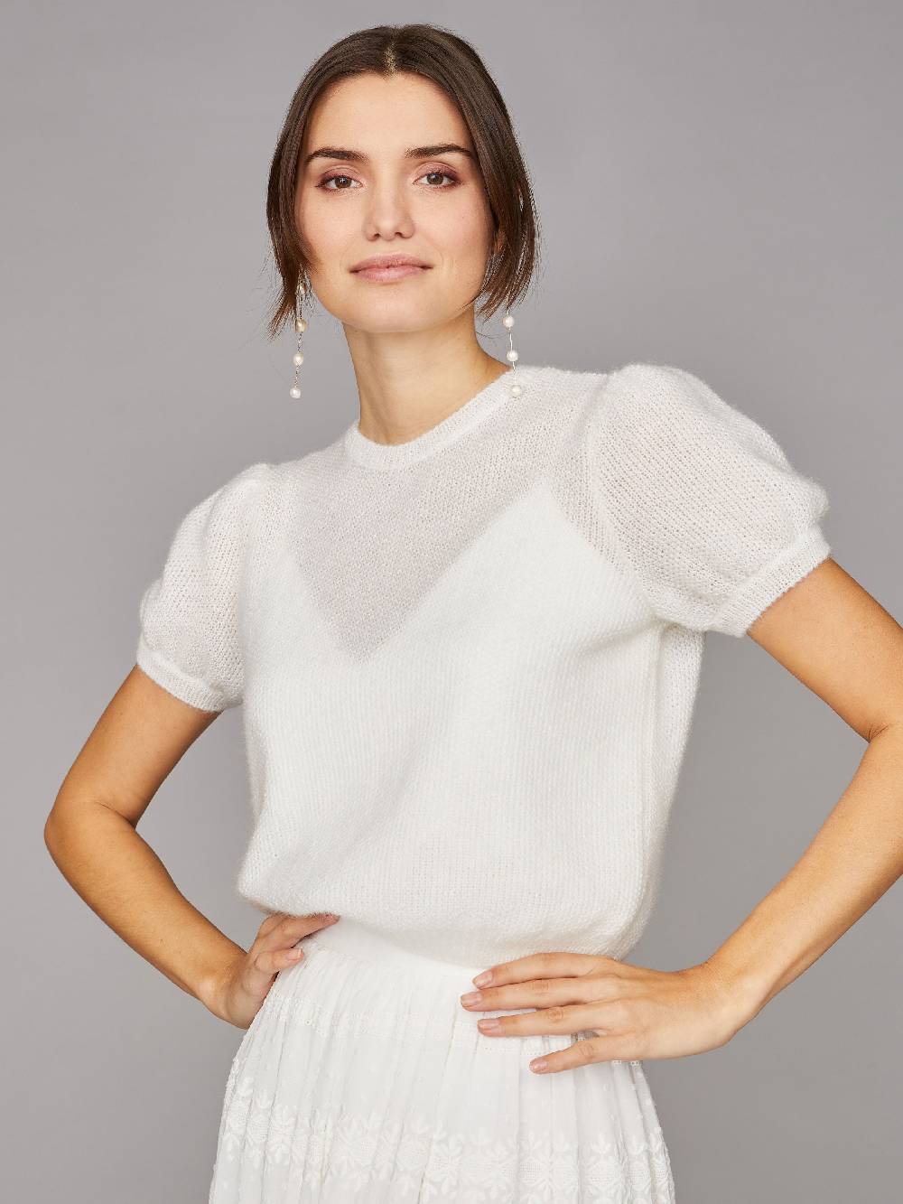 Limberry Kurzärmliger Braut-Pullover aus Mohair - MAE Super Rabatt