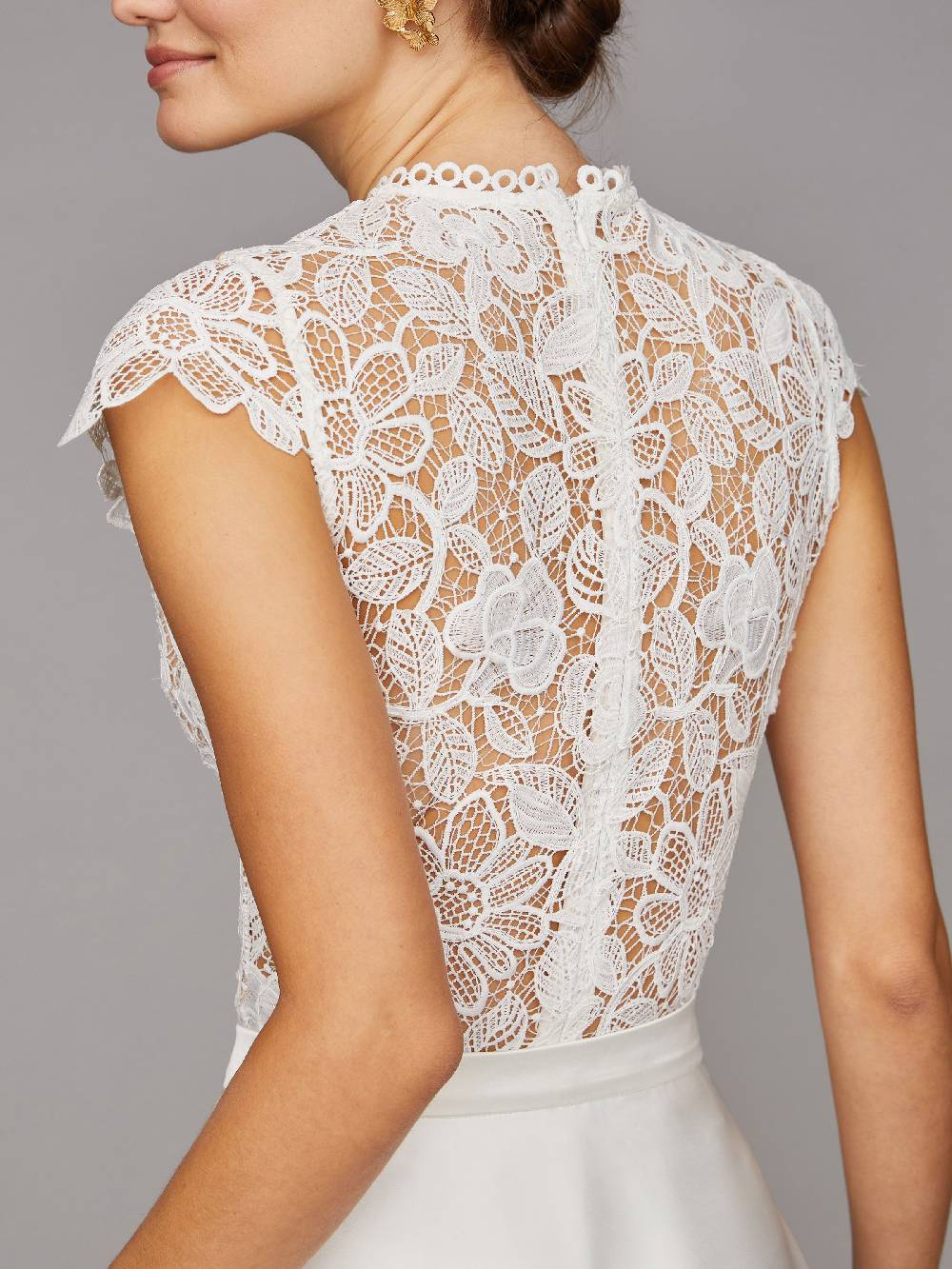 Limberry Cremefarbener Braut-Body mit Blumen-Spitze - VALENTINA Begrenzt auf 3 Tage