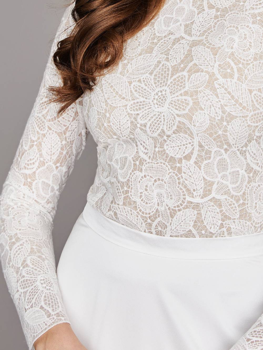 Limberry Langärmeliger Braut-Body mit tiefem Rückenausschnitt - LARA im Angebot