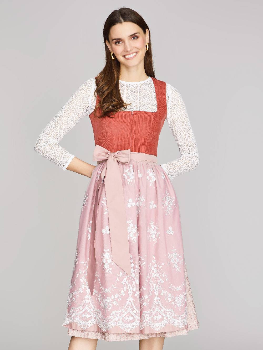 Limberry Coral-farbenes Dirndl mit Cord-Mieder - CAMILLE DUSTY ROSE Bis zu 65% Rabatt