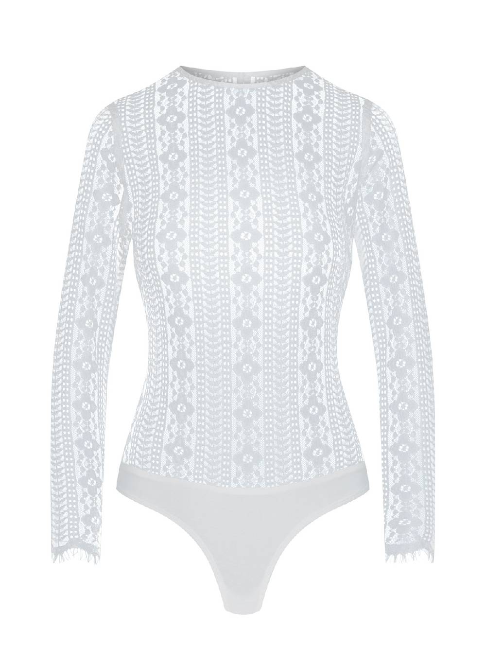 Limberry Weißer Langarm-Spitzenbody - CLEMENTINE WEISS Begrenztes Angebot