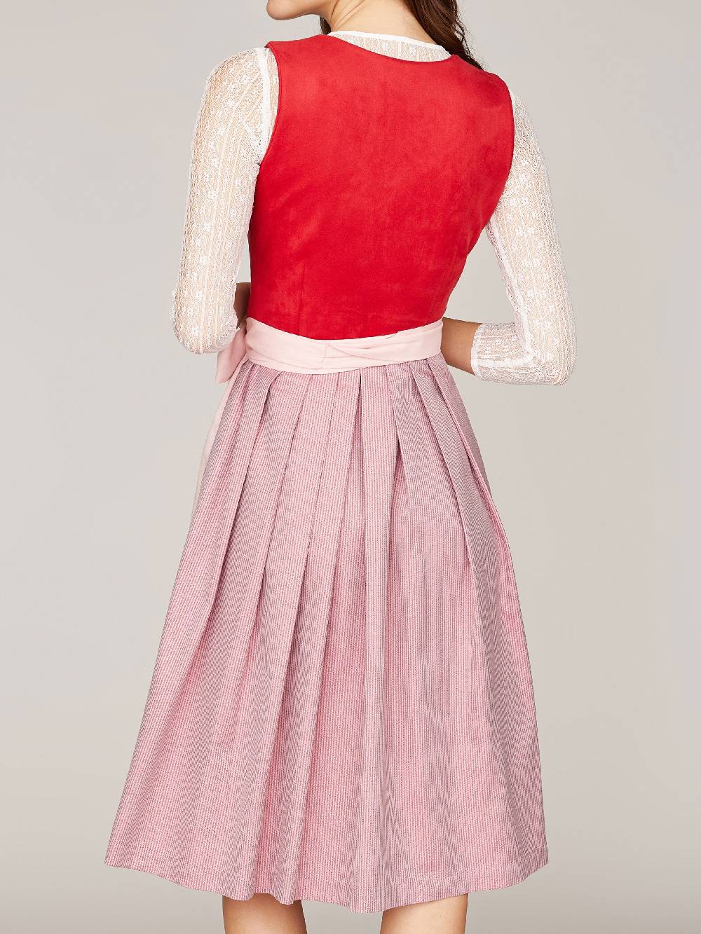 Limberry Rotes Dirndl mit Mieder aus Veloursleder-Optik - SAMANTHA RED Cyber Monday
