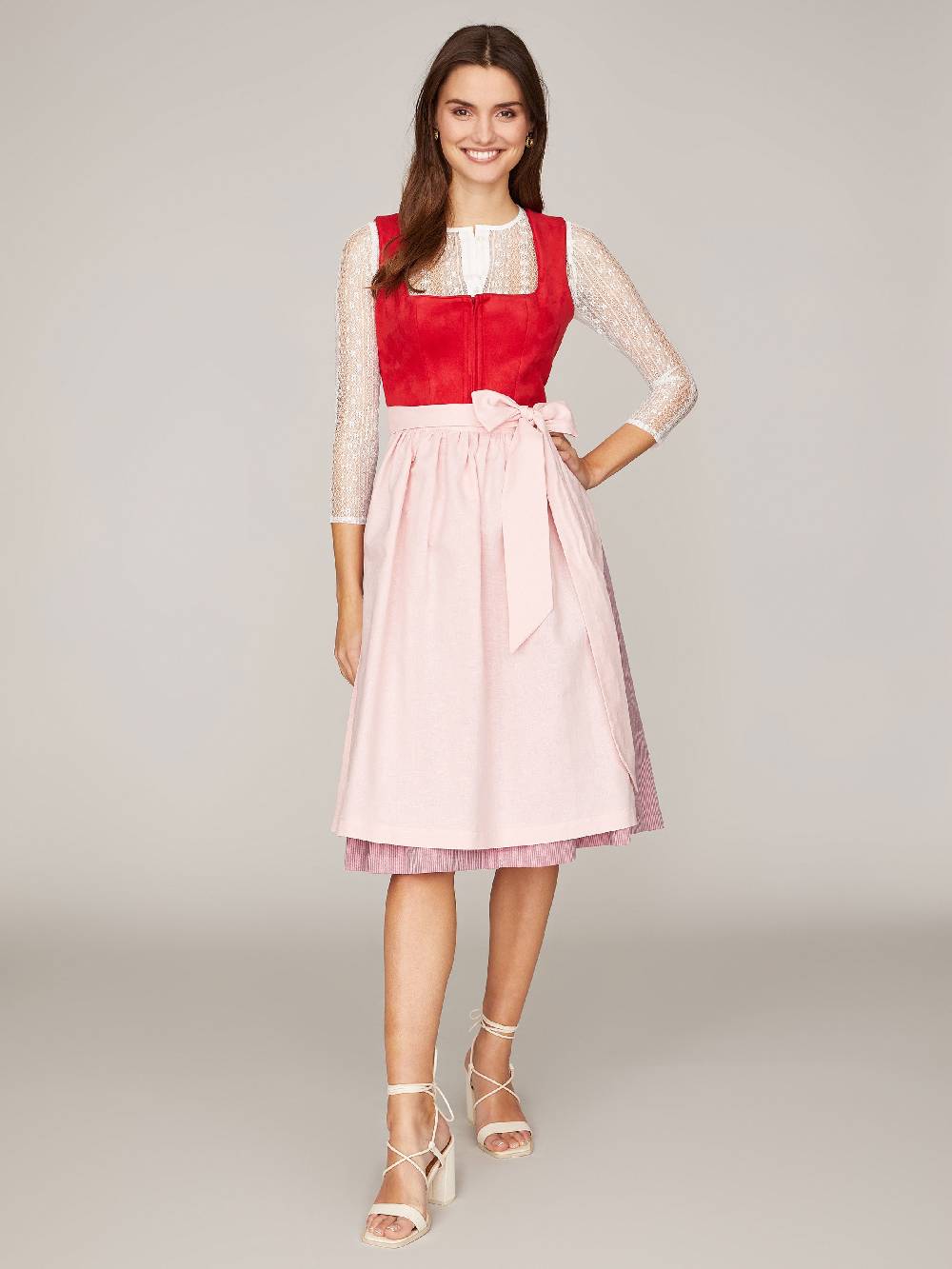 Limberry Rotes Dirndl mit Mieder aus Veloursleder-Optik - SAMANTHA RED Cyber Monday