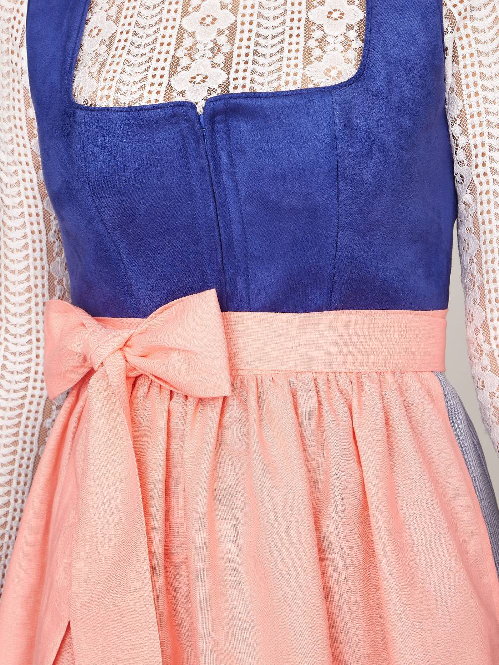 Limberry Royalblaues Dirndl mit Mieder aus Veloursleder-Optik - SAMANTHA BLUE Valentinstagsangebot