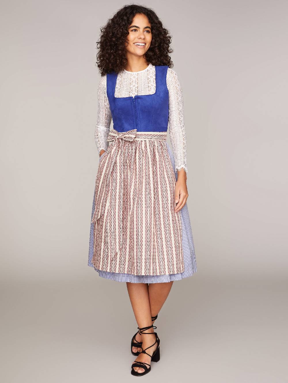 Limberry Royalblaues Dirndl mit Mieder aus Veloursleder-Optik - SAMANTHA BLUE Valentinstagsangebot