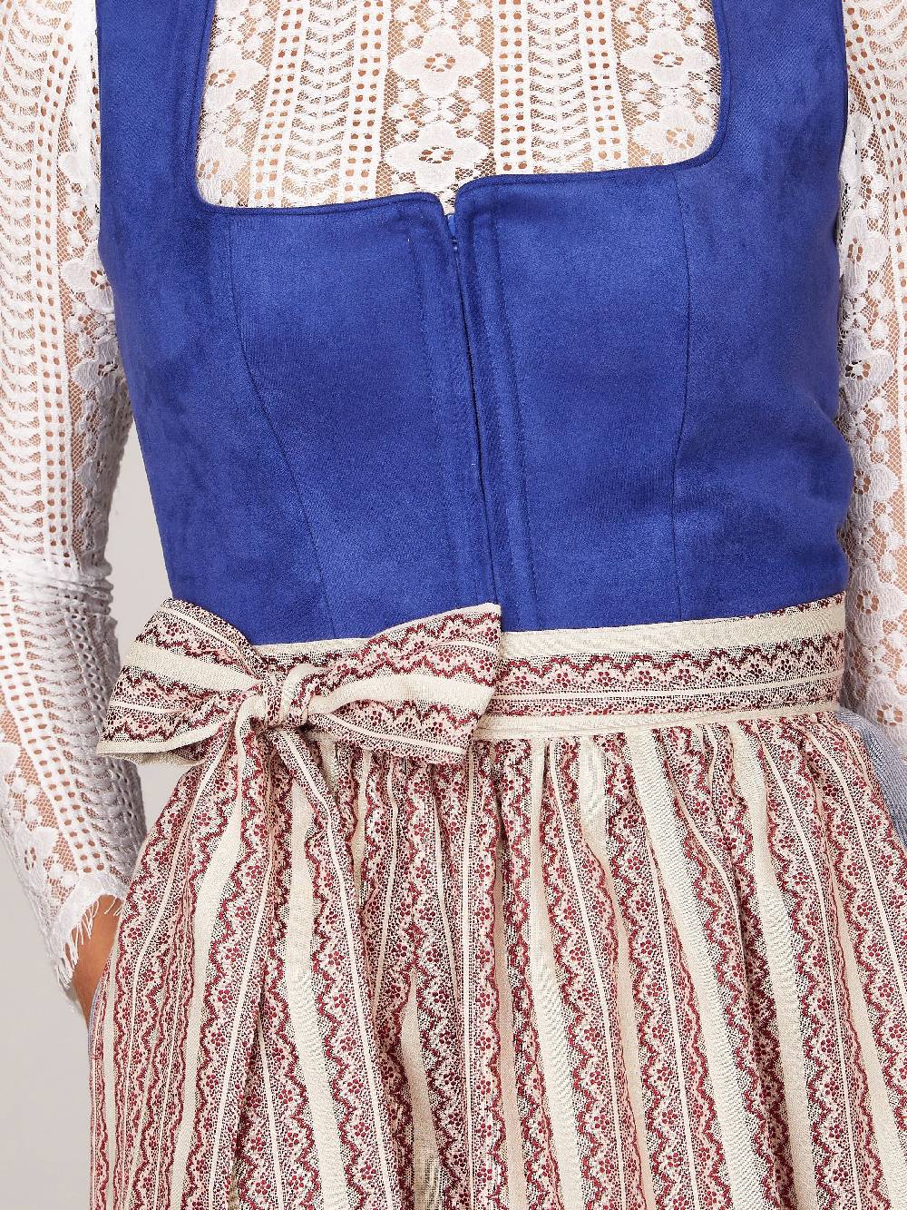 Limberry Royalblaues Dirndl mit Mieder aus Veloursleder-Optik - SAMANTHA BLUE Valentinstagsangebot