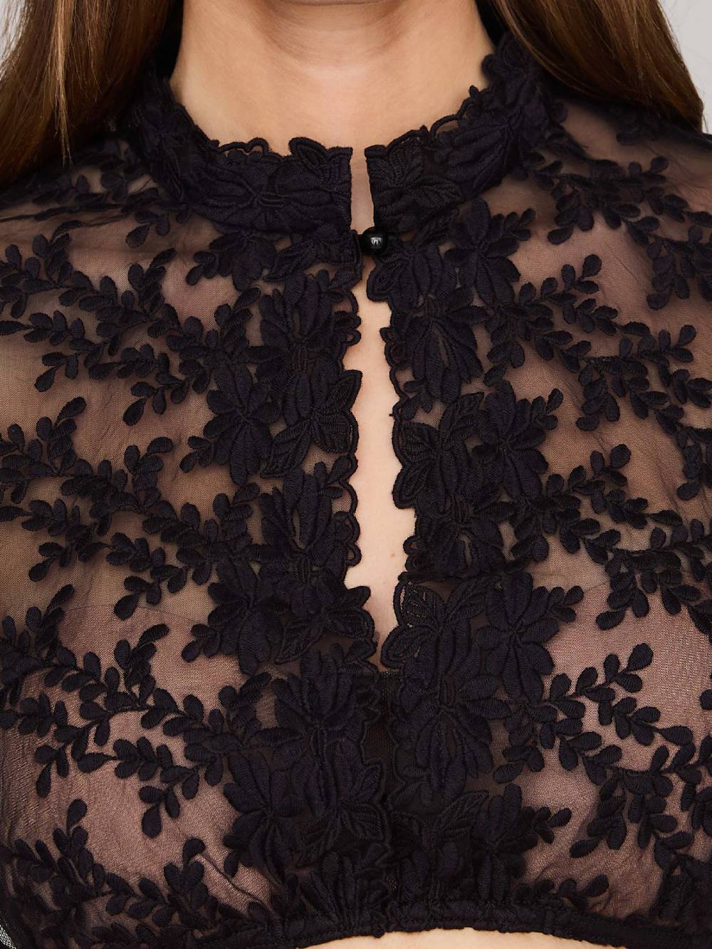 Limberry Schwarze Dirndlbluse mit Flügelarm - ESTHER VIP-Rabatte