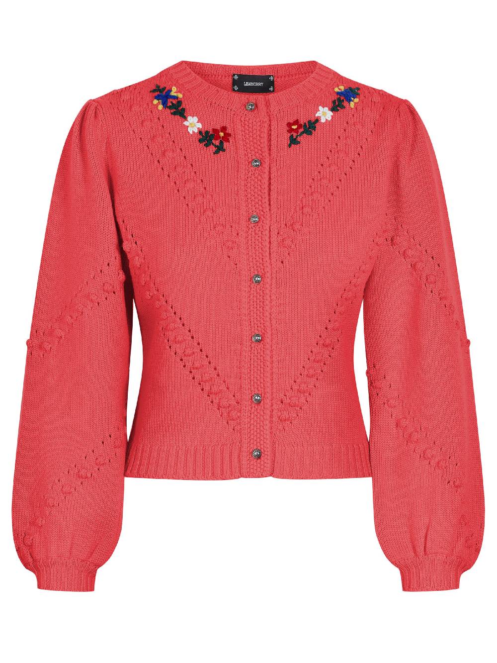 Limberry Strickjacke in Koralle mit Blumenstickerei - THERESA Bis zu 60% Rabatt