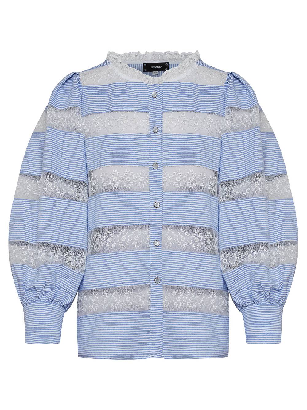 Limberry Blaue Bluse mit Spitze - LOU Super Rabatt