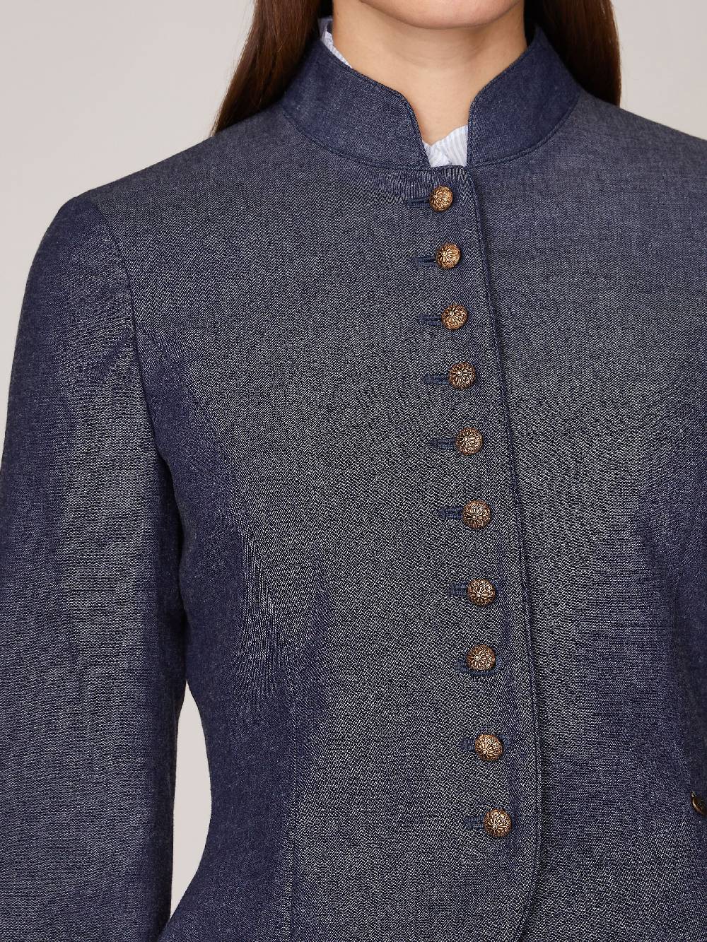 Limberry Denimfarbener Trachten-Blazer mit Stehkragen - CHRISTL Riesige Rabatte