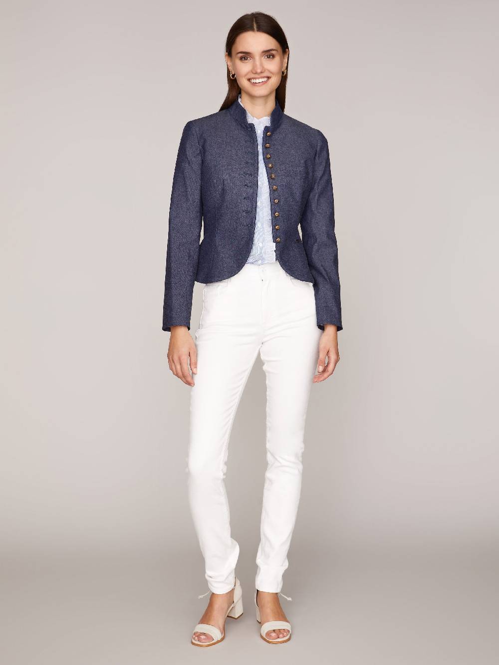 Limberry Denimfarbener Trachten-Blazer mit Stehkragen - CHRISTL Riesige Rabatte