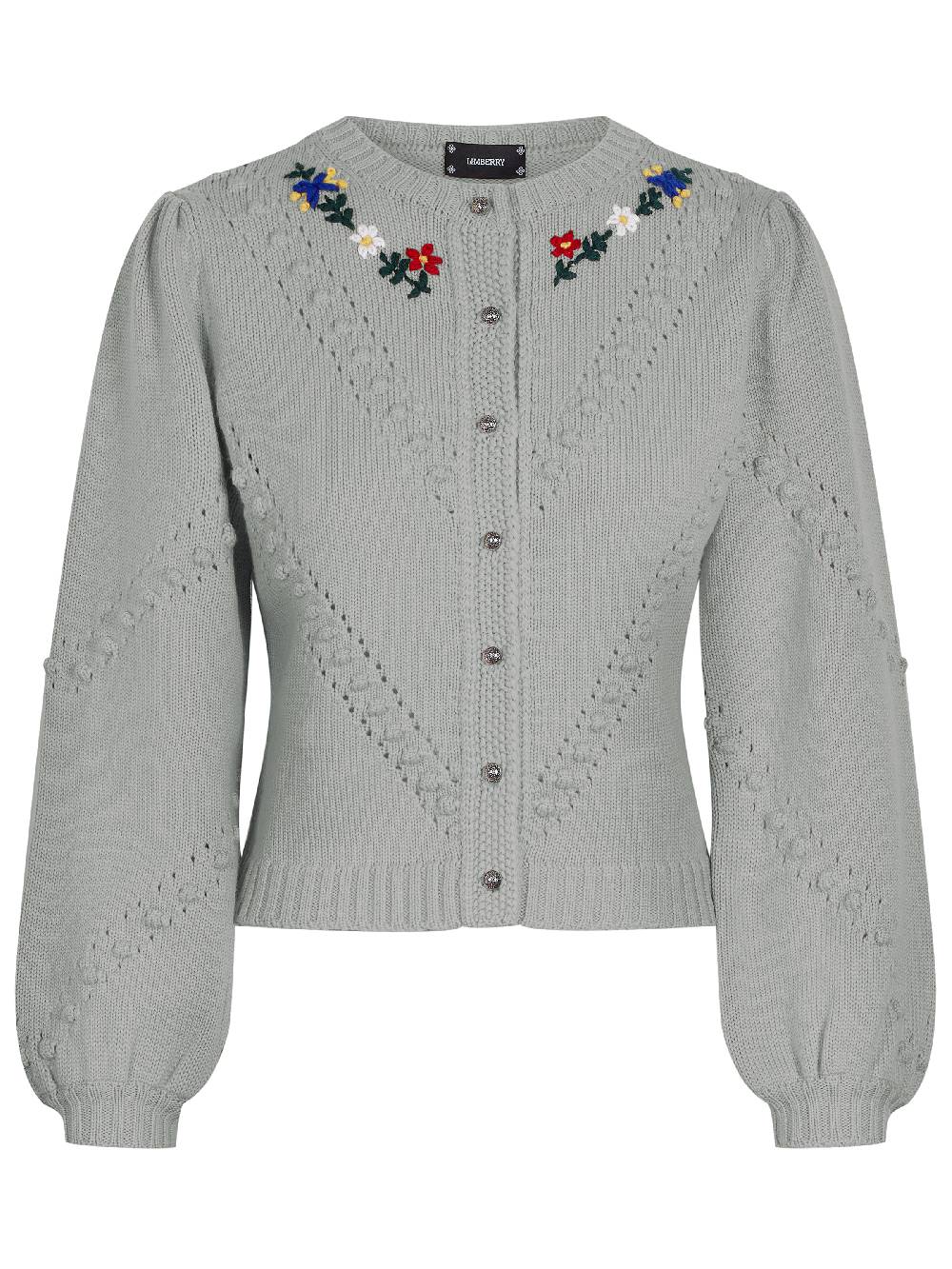 Limberry Strickjacke in Khaki mit Blumenstickerei - THERESA Günstiger Verkauf
