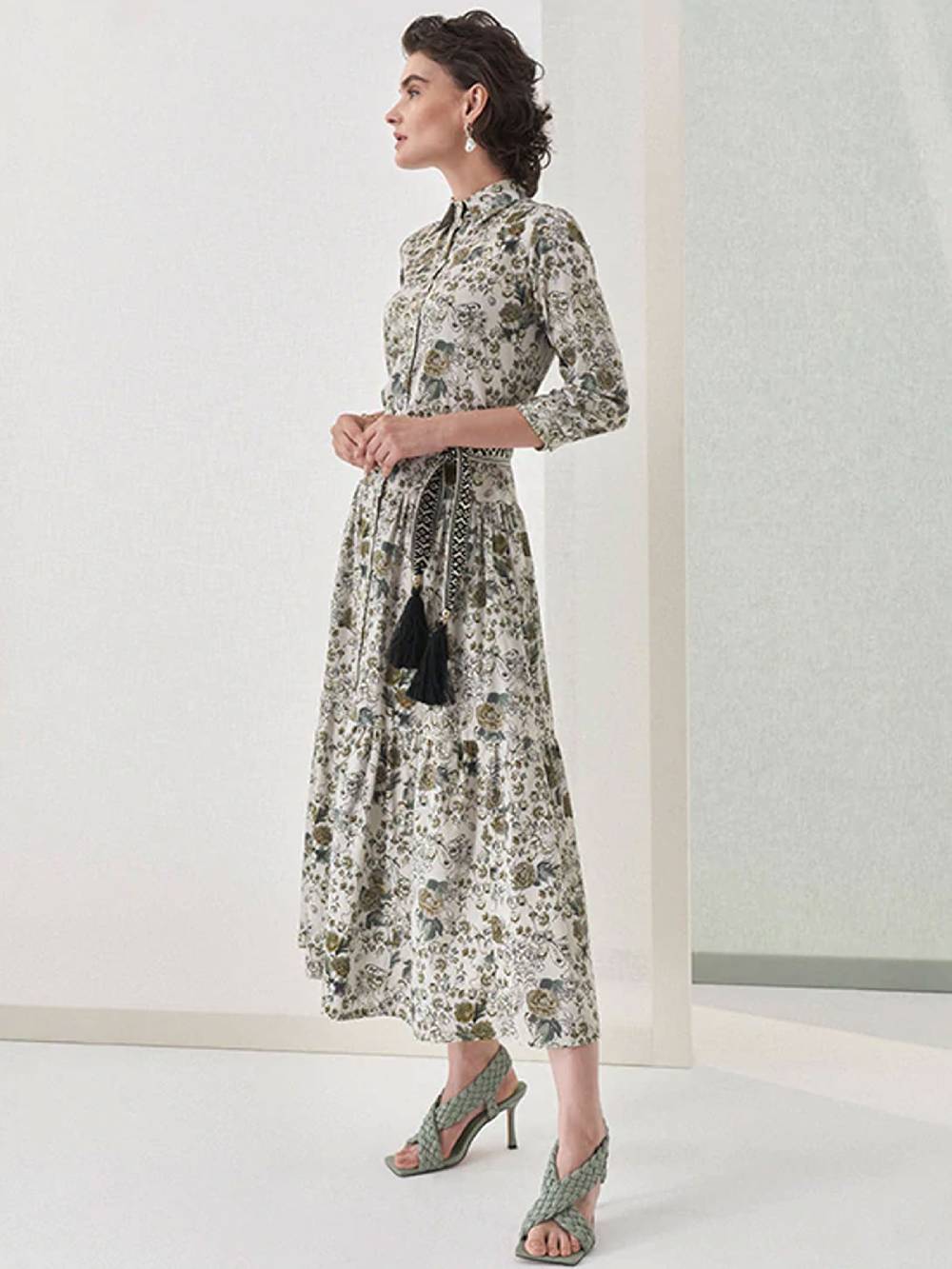 Limberry Geblümtes Kleid mit Taillengürtel - KIMI Preisnachlass
