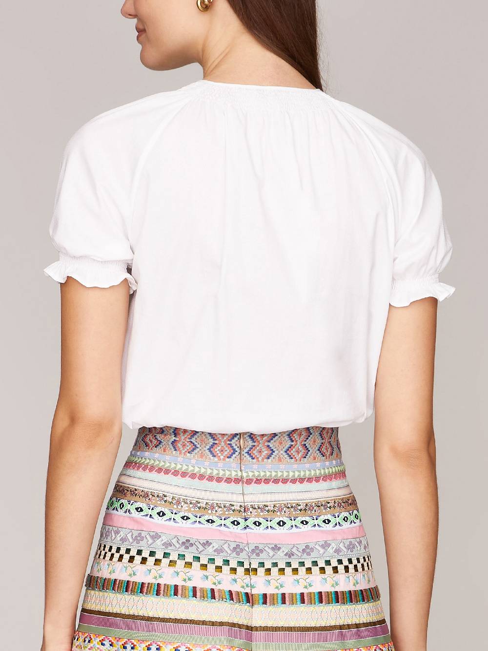 Limberry Weiße Kurzarm-Bluse - LIBERTY REINWEISS Große Rabatte