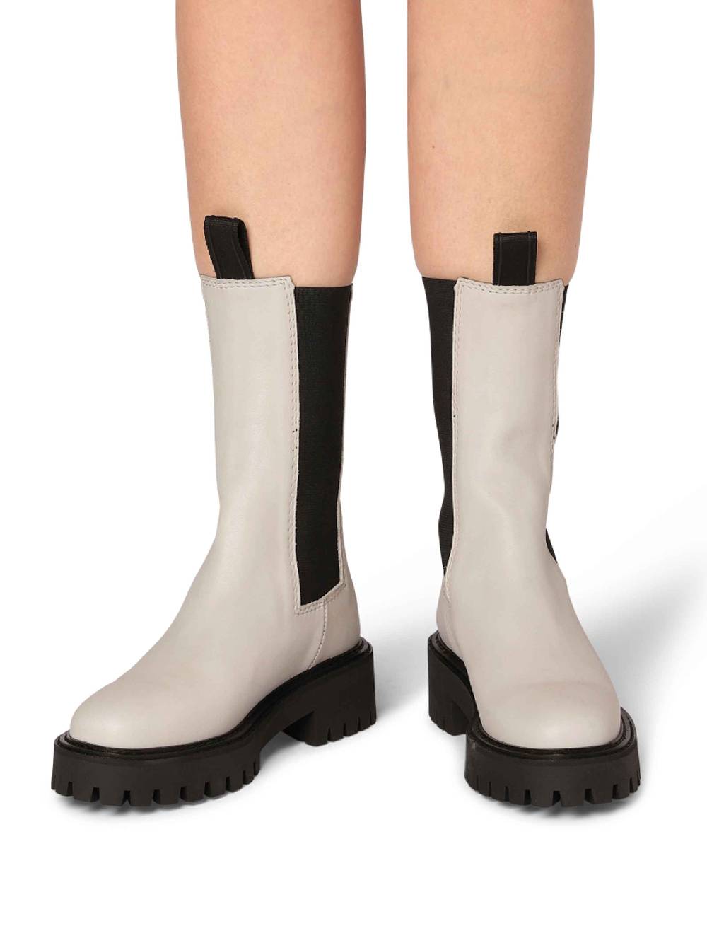 Limberry Schwarz-weißer Chelsea-Boot mit Plateau - ANGIE Begrenzte Freigabe
