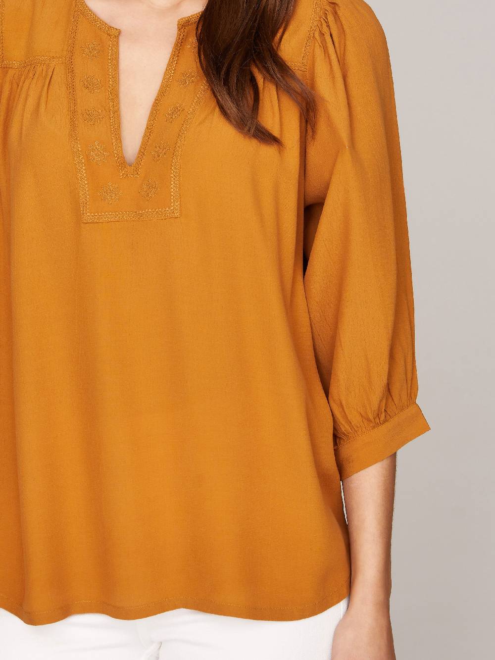 Limberry Hellbraune Bluse mit Puffärmeln - TIDRIS Neueste Stile