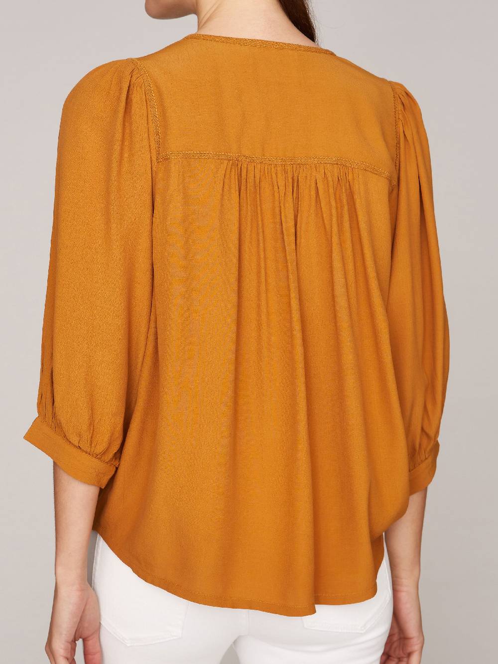 Limberry Hellbraune Bluse mit Puffärmeln - TIDRIS Neueste Stile