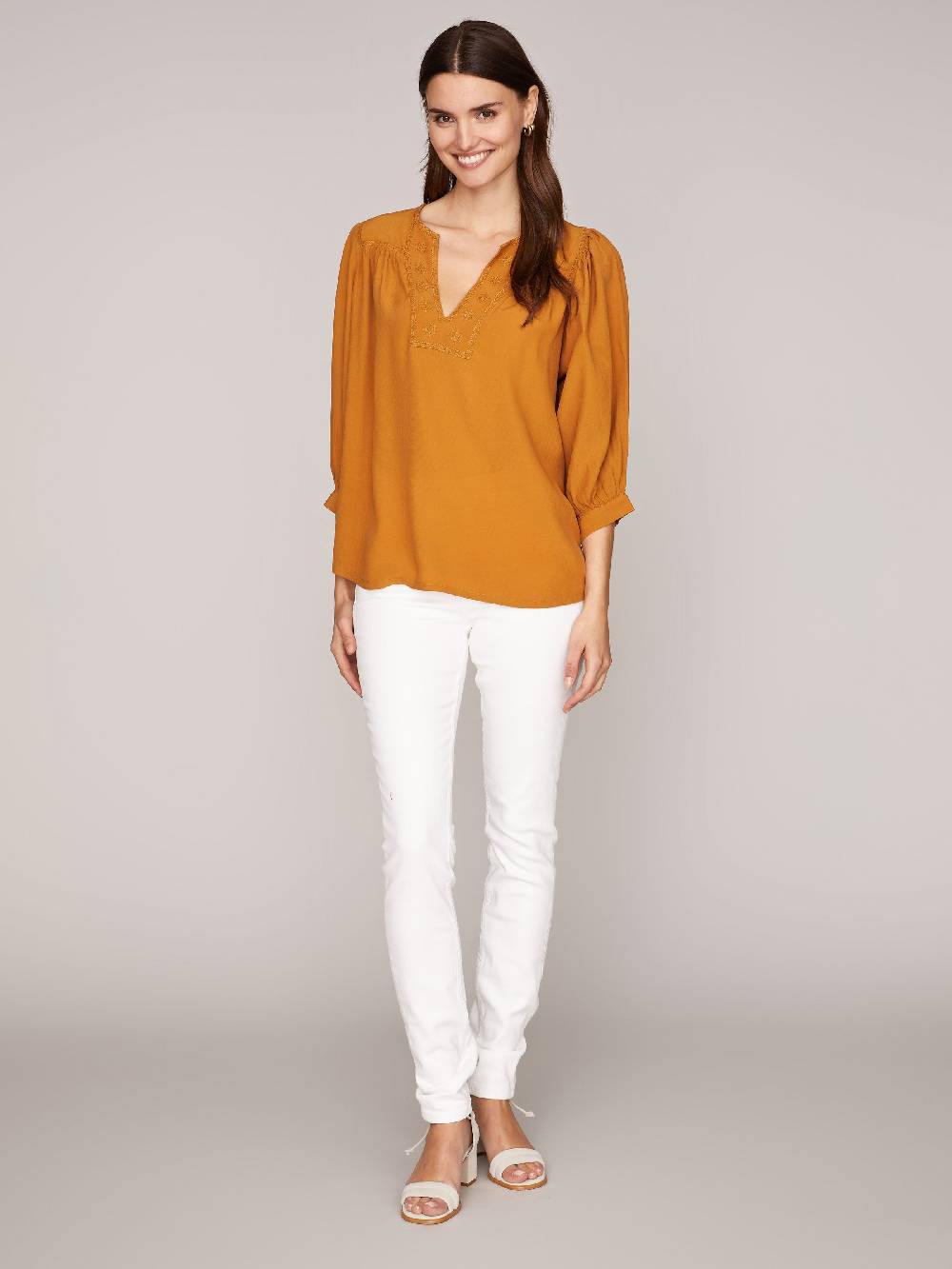 Limberry Hellbraune Bluse mit Puffärmeln - TIDRIS Neueste Stile